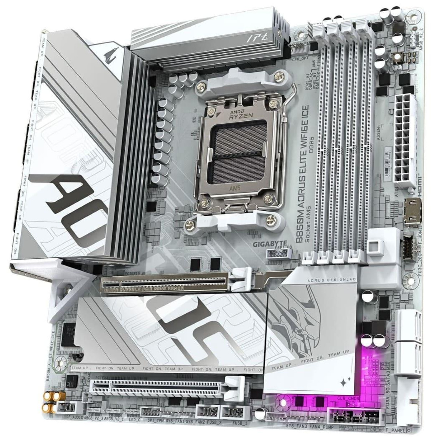 Материнська плата Gigabyte B850M AORUS ELITE WIFI6E ICE (B850M AORUS ELITE WIFI6E ICE) (Socket AM5, AMD B850, Micro-ATX)