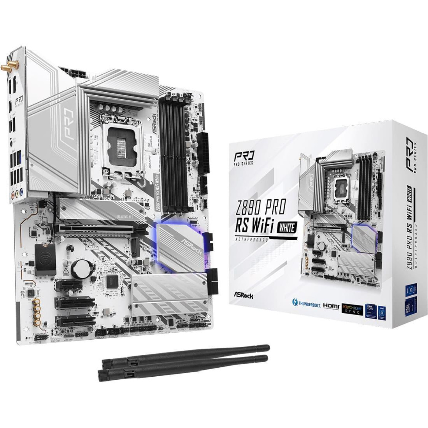 Материнская плата AsRock Z890 PRO RS WIFI WHITE (Z890 PRO RS WIFI WHITE) (Socket 1851, Intel Z890, ATX)