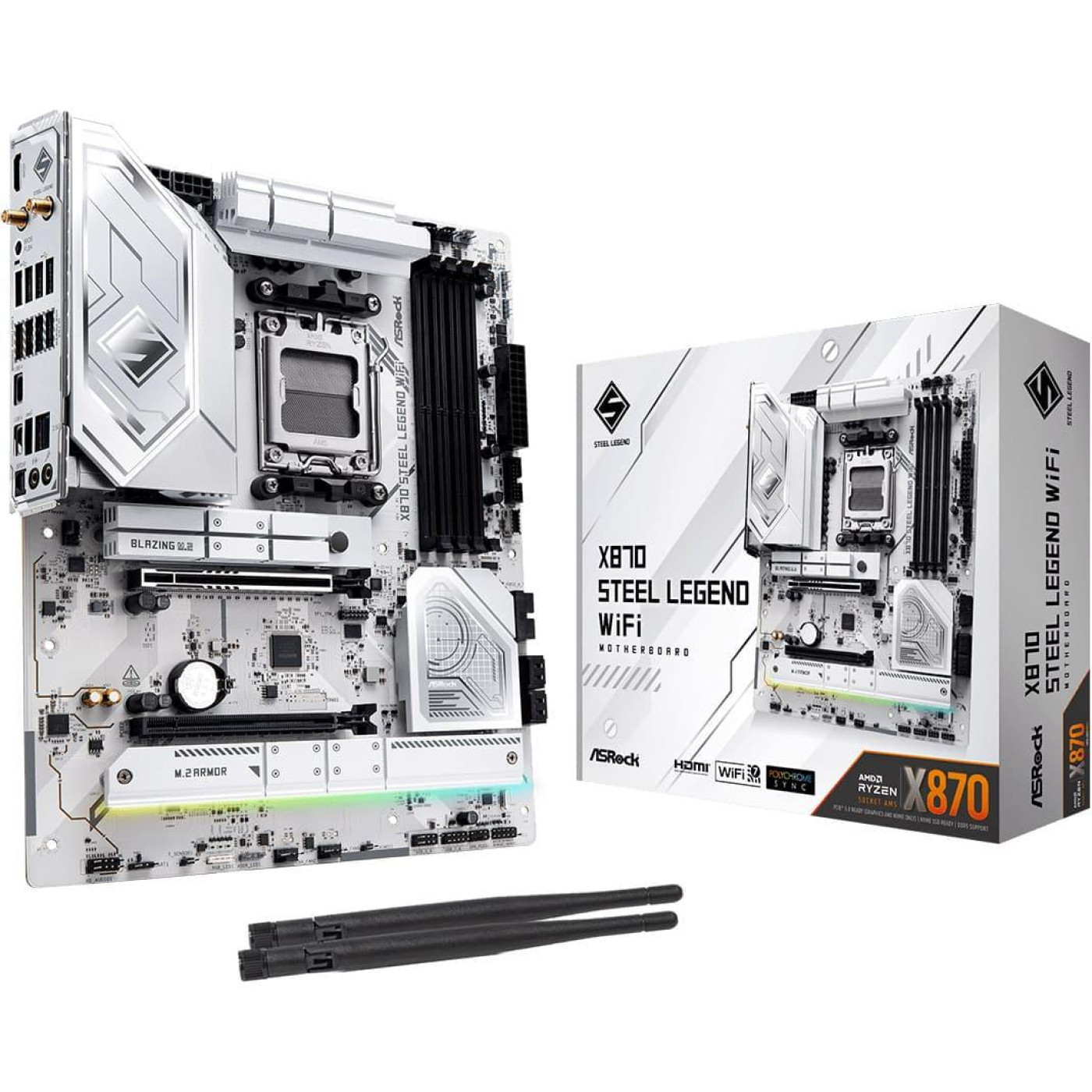 Материнська плата AsRock X870 STEEL LEGEND WIFI (X870 STEEL LEGEND WIFI) (Socket AM5, AMD X870, ATX)