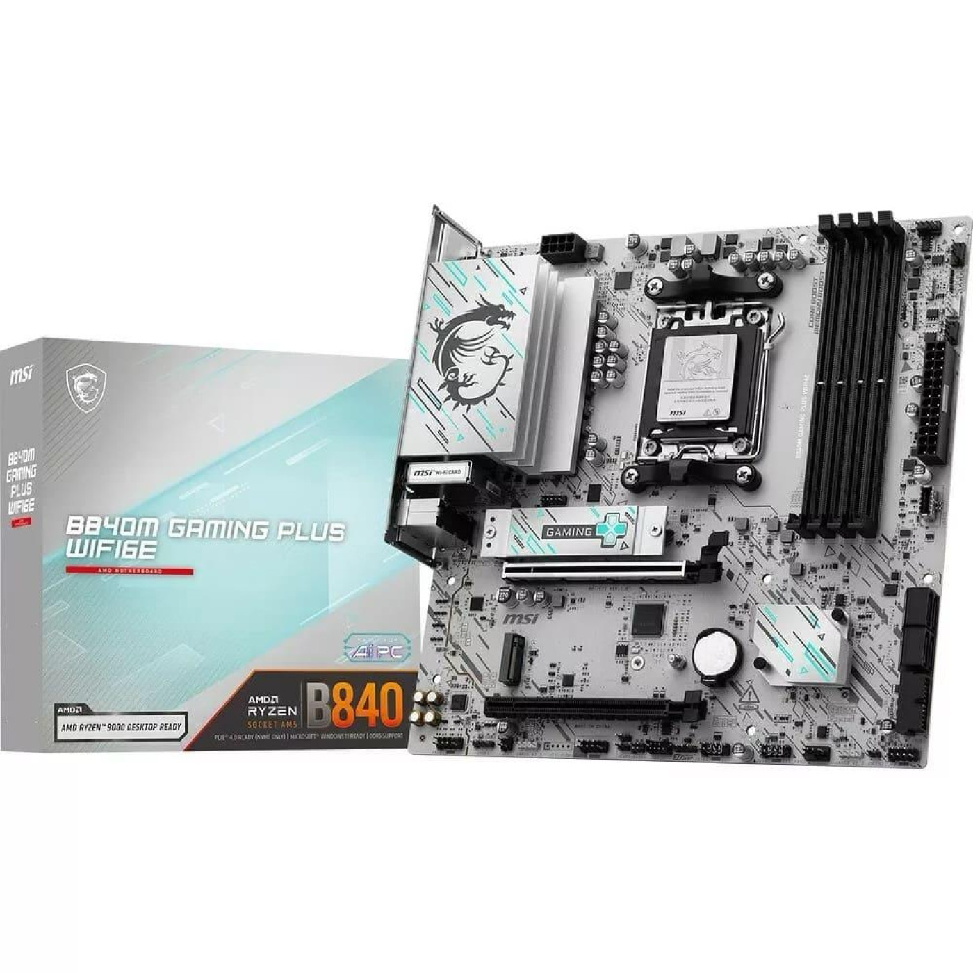 Материнская плата MSI B840M GAMING PLUS WIFI6E (B840M GAMING PLUS WIFI6E) (Socket AM5, AMD B840, Micro-ATX)