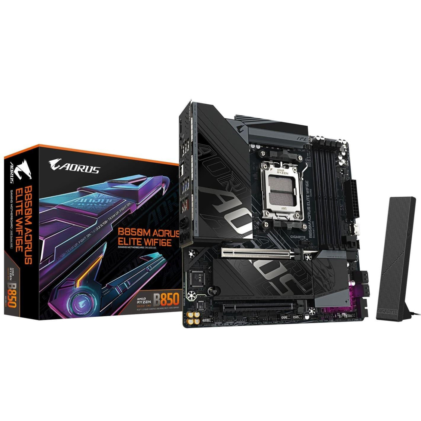 Материнська плата Gigabyte B850M AORUS ELITE WIFI6E (B850M AORUS ELITE WIFI6E) (Socket AM5, AMD B850, Micro-ATX)