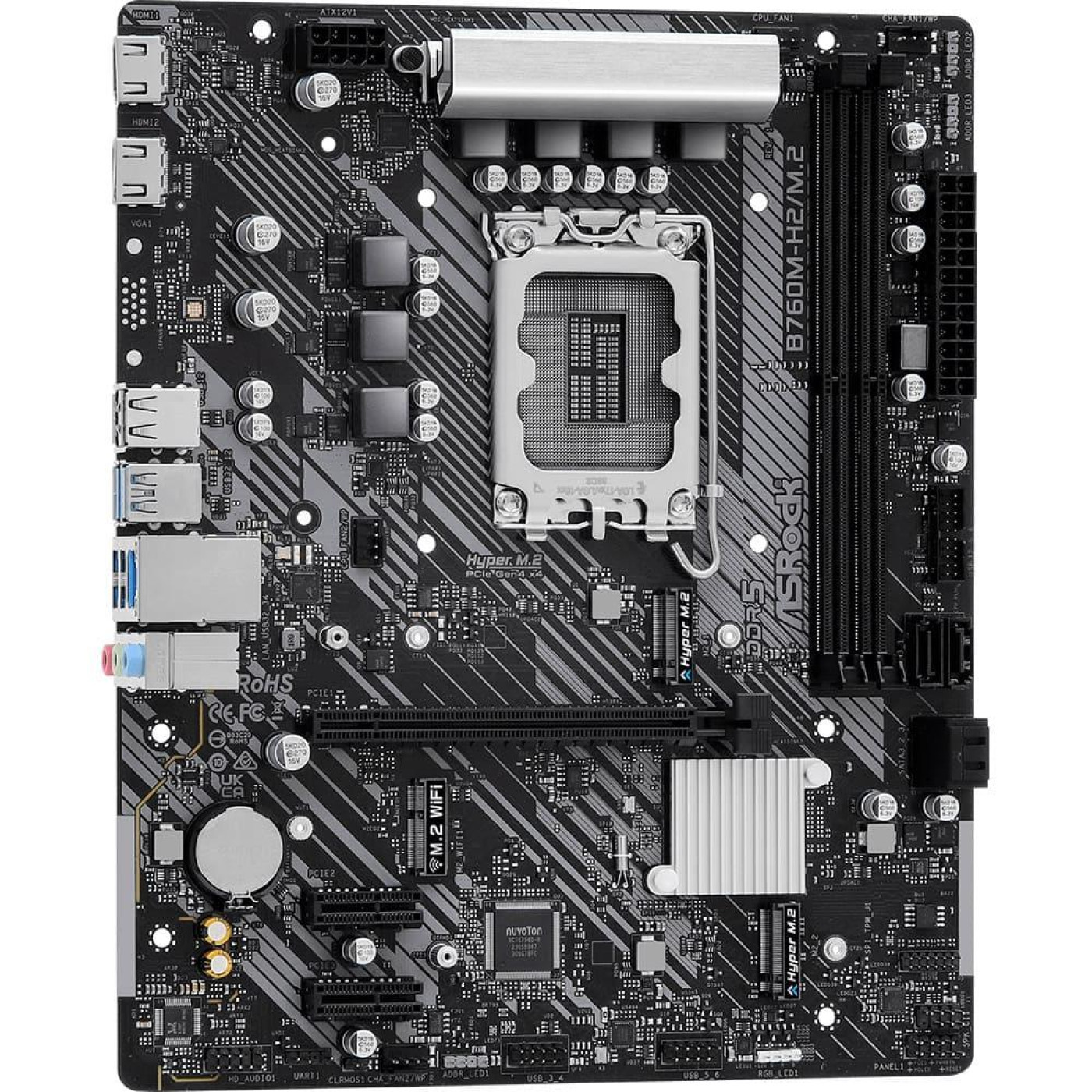 Материнська плата AsRock B760M-H2/M.2 (B760M-H2/M.2) (Socket 1700, Intel B760, Micro-ATX)