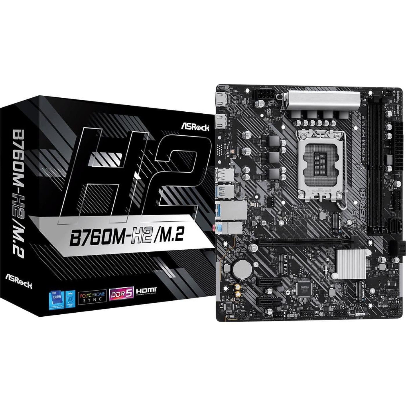 Материнська плата AsRock B760M-H2/M.2 (B760M-H2/M.2) (Socket 1700, Intel B760, Micro-ATX)