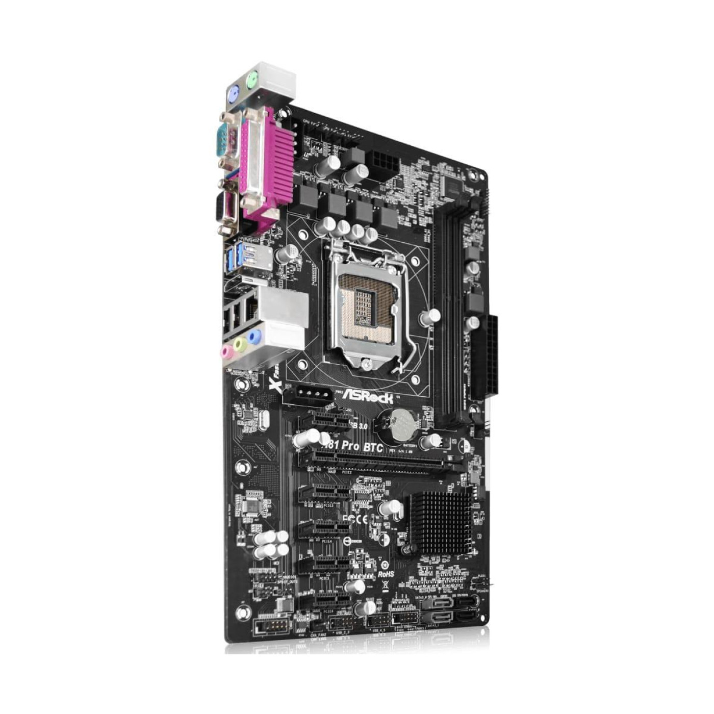 Материнская плата AsRock H81 Pro BTC (H81 Pro BTC) (Socket 1150, Intel H81, ATX) Б/у,U1