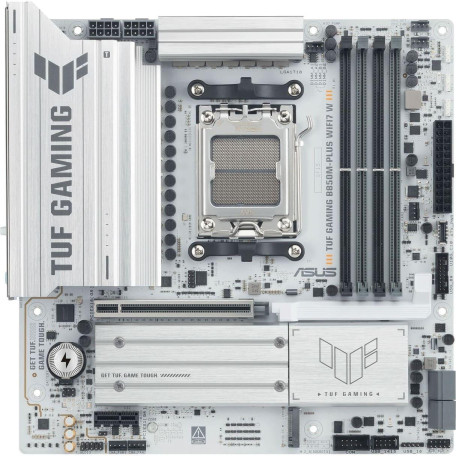 Материнська плата ASUS TUF GAMING B850M-PLUS WIFI7 WHITE (TUF GAMING B850M-PLUS WIFI7 W) (Socket AM5, AMD B850, Micro-ATX)