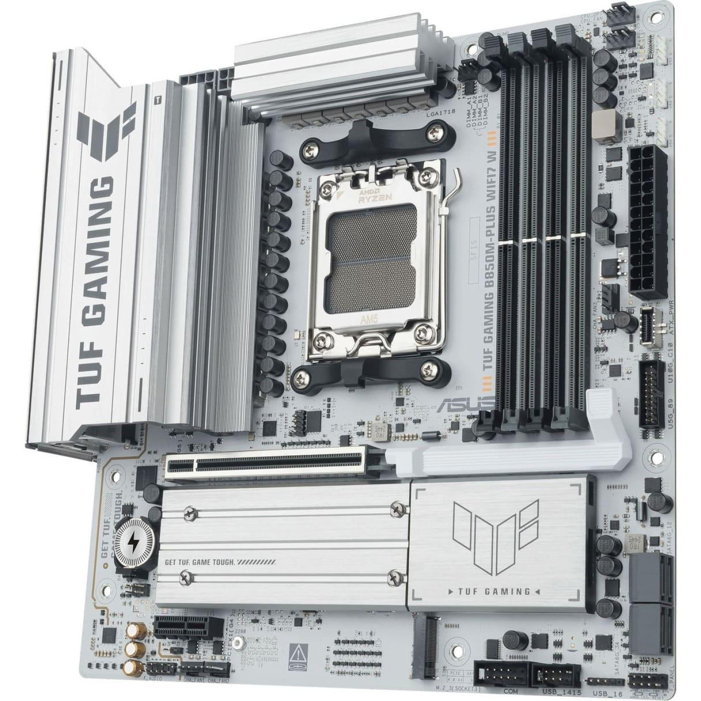 Материнская плата ASUS TUF GAMING B850M-PLUS WIFI7 WHITE (TUF GAMING B850M-PLUS WIFI7 W) (Socket AM5, AMD B850, Micro-ATX)