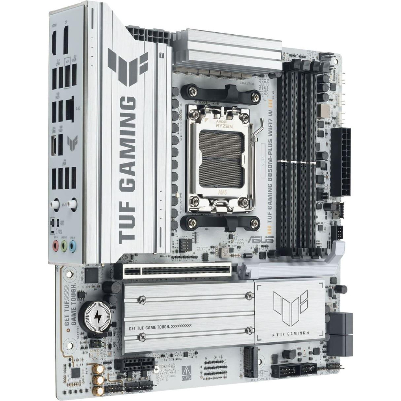 Материнская плата ASUS TUF GAMING B850M-PLUS WIFI7 WHITE (TUF GAMING B850M-PLUS WIFI7 W) (Socket AM5, AMD B850, Micro-ATX)