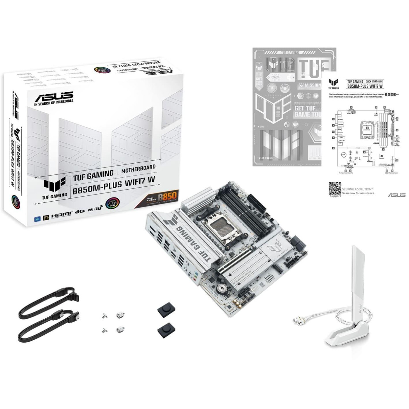Материнская плата ASUS TUF GAMING B850M-PLUS WIFI7 WHITE (TUF GAMING B850M-PLUS WIFI7 W) (Socket AM5, AMD B850, Micro-ATX)