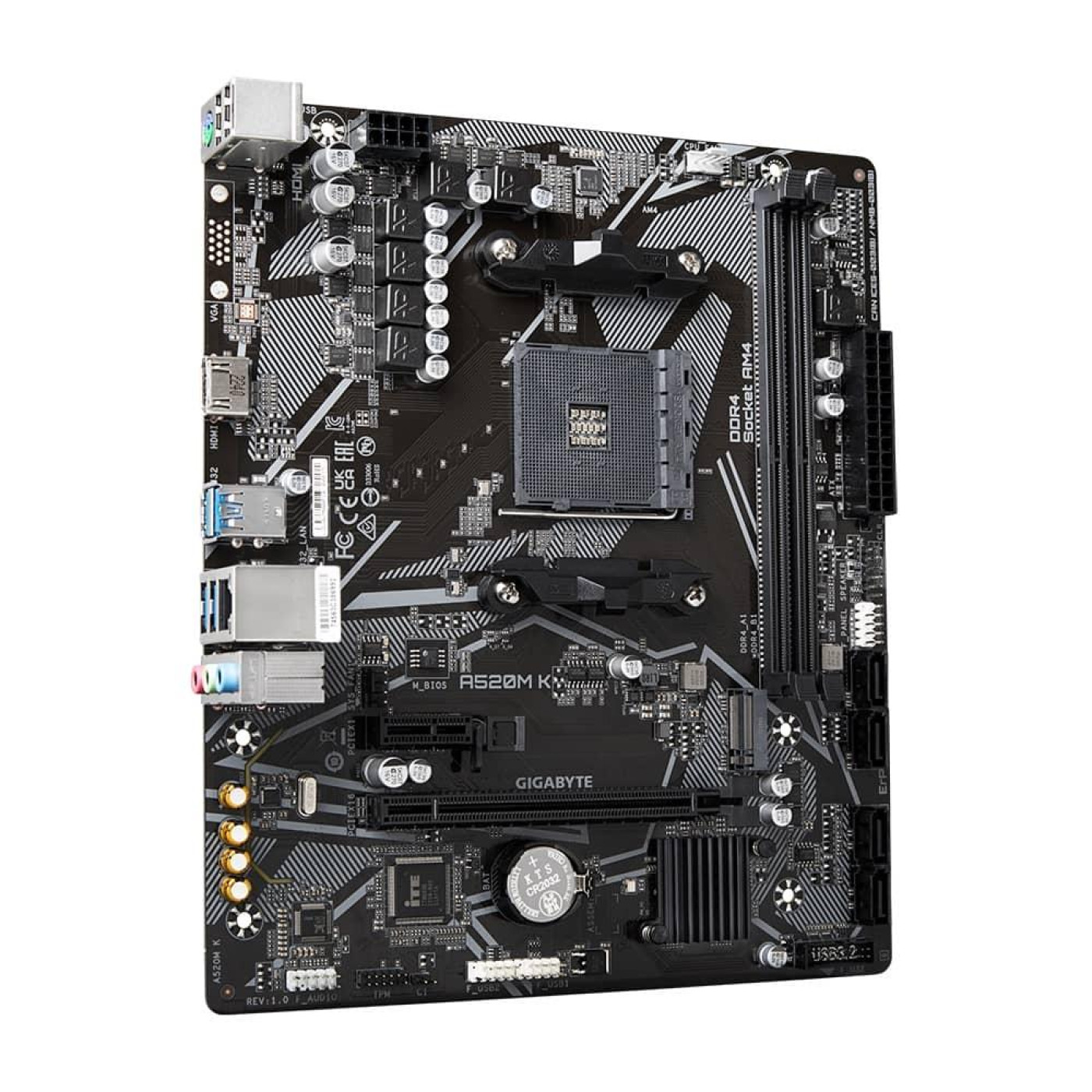 Материнская плата Gigabyte A520M K (A520M K) (Socket AM4, AMD A520, Micro-ATX)