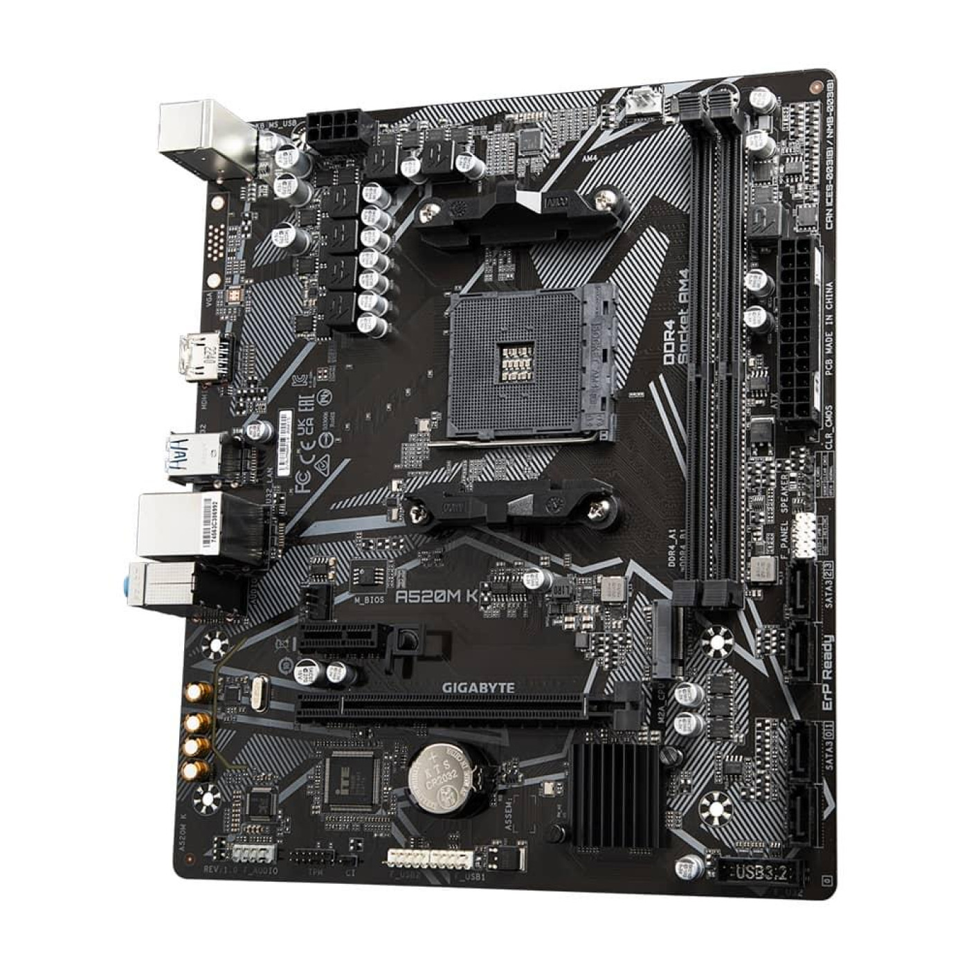 Материнская плата Gigabyte A520M K (A520M K) (Socket AM4, AMD A520, Micro-ATX)