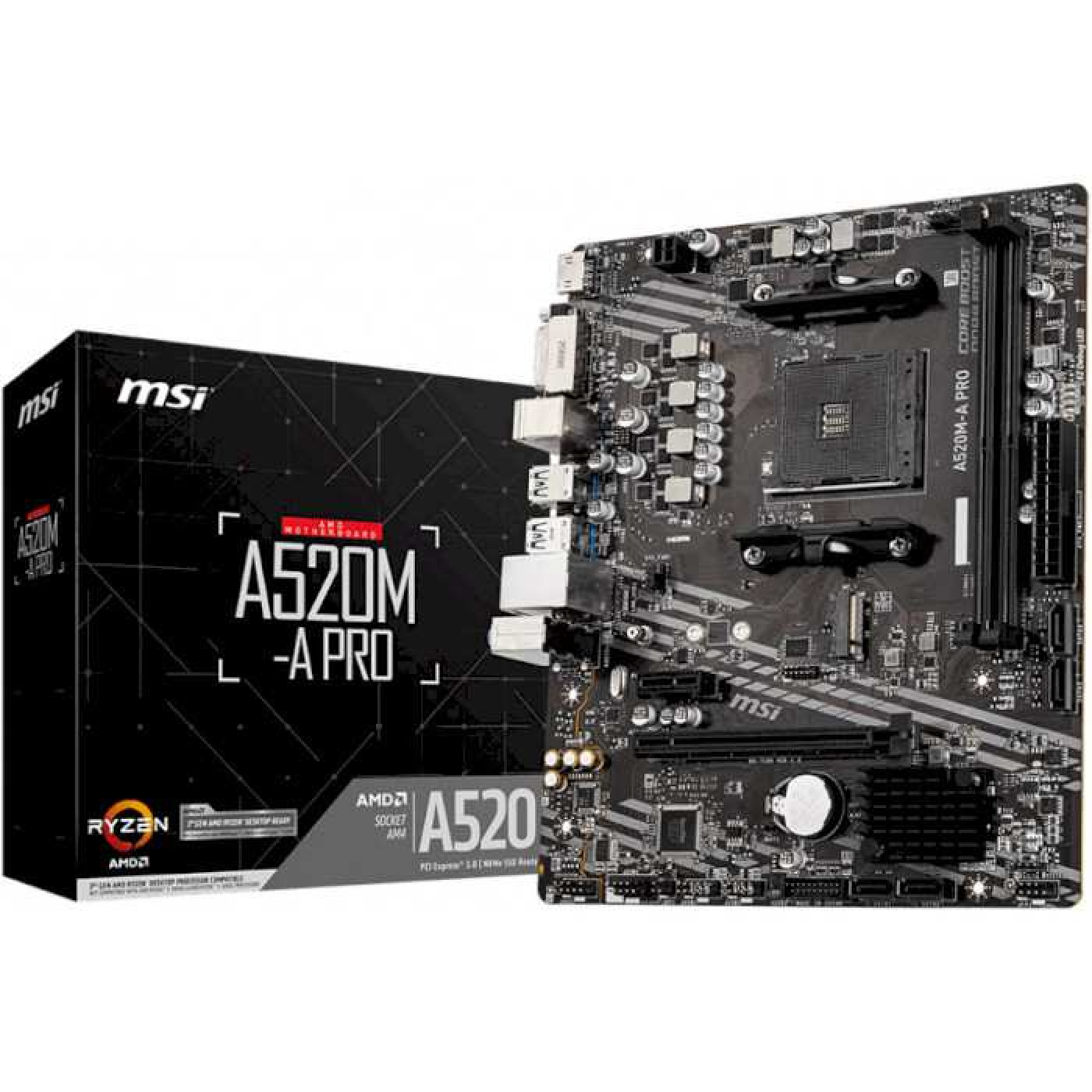 Материнська плата MSI A520M-A Pro (A520M-A PRO) (Socket AM4, AMD A520, Micro-ATX)