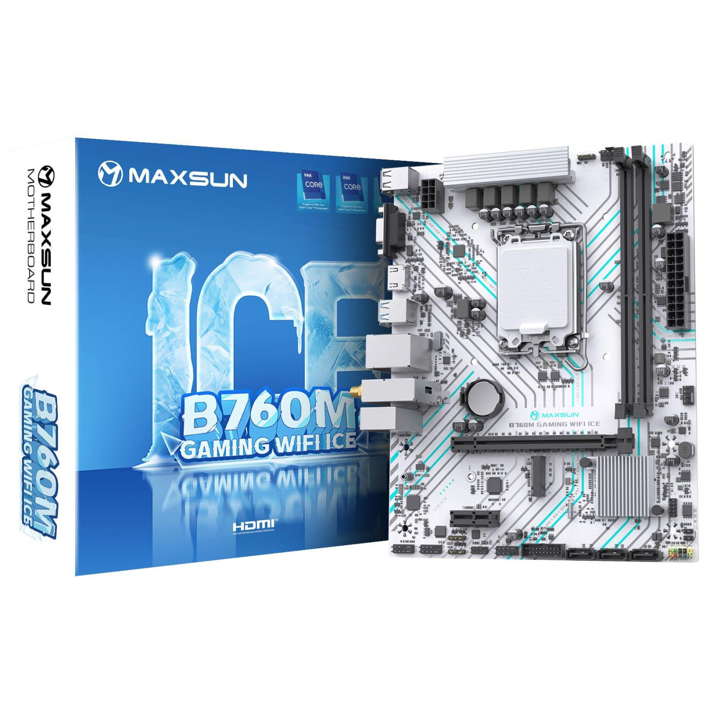 Материнська плата Maxsun B760M GAMING WIFI ICE (B760M GAMING WIFI ICE) (Socket 1700, Intel B760, Micro-ATX)