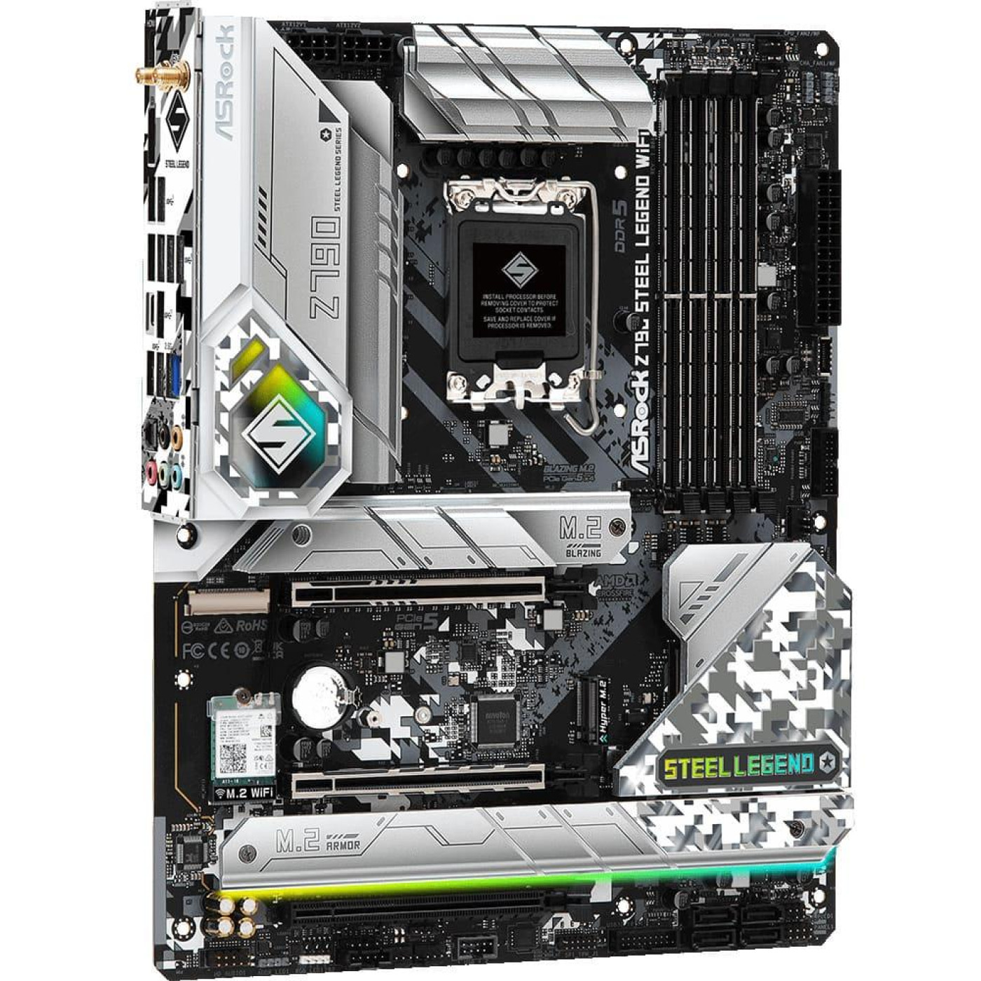 Материнская плата AsRock Z790 Steel Legend WiFi (Z790 STEEL LEGEND WIFI) (Socket 1700, Intel Z790, ATX) Б/у