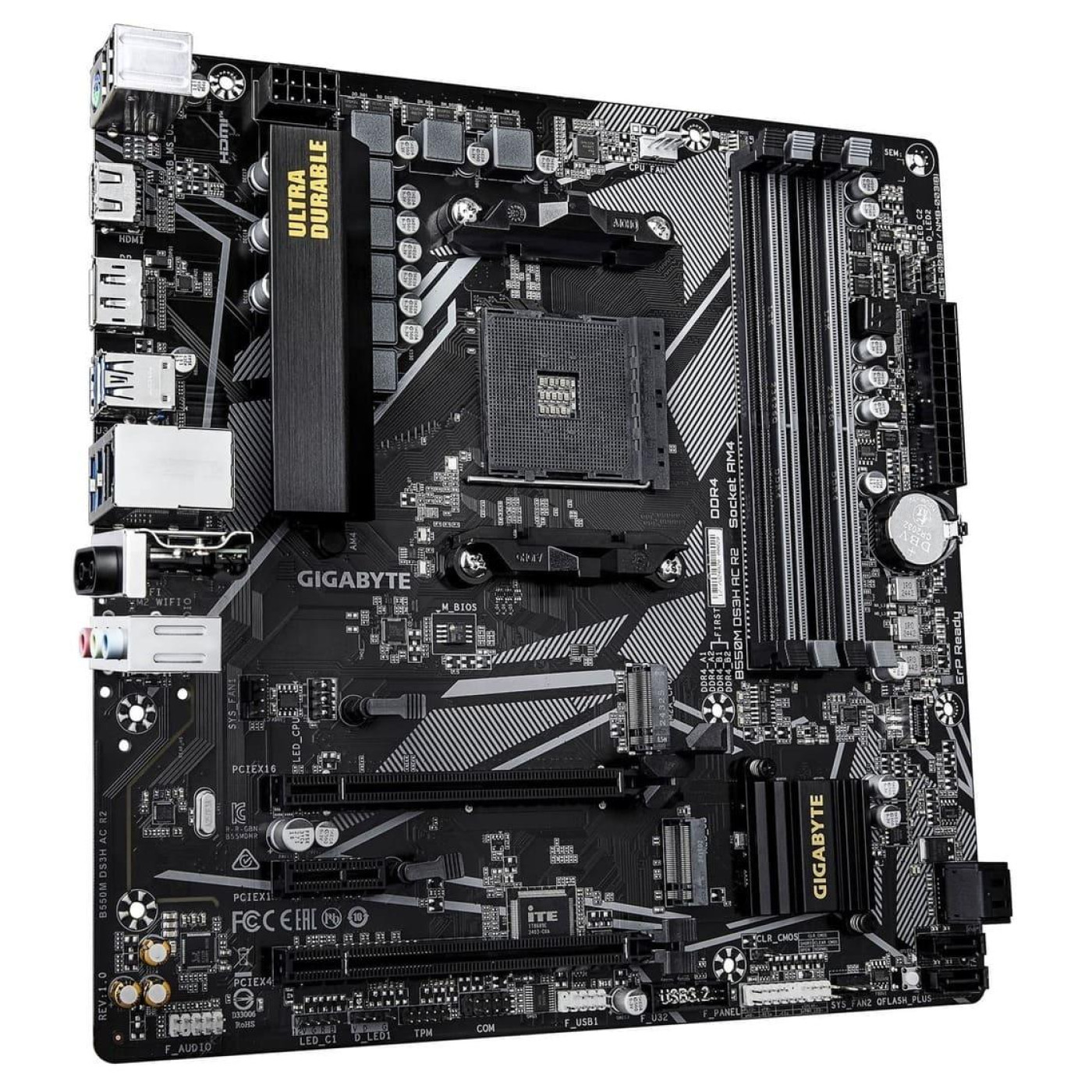 Материнська плата GIGABYTE B550M DS3H AC R2 (B550M DS3H AC R2) (Socket AM4, AMD B550, Micro-ATX)