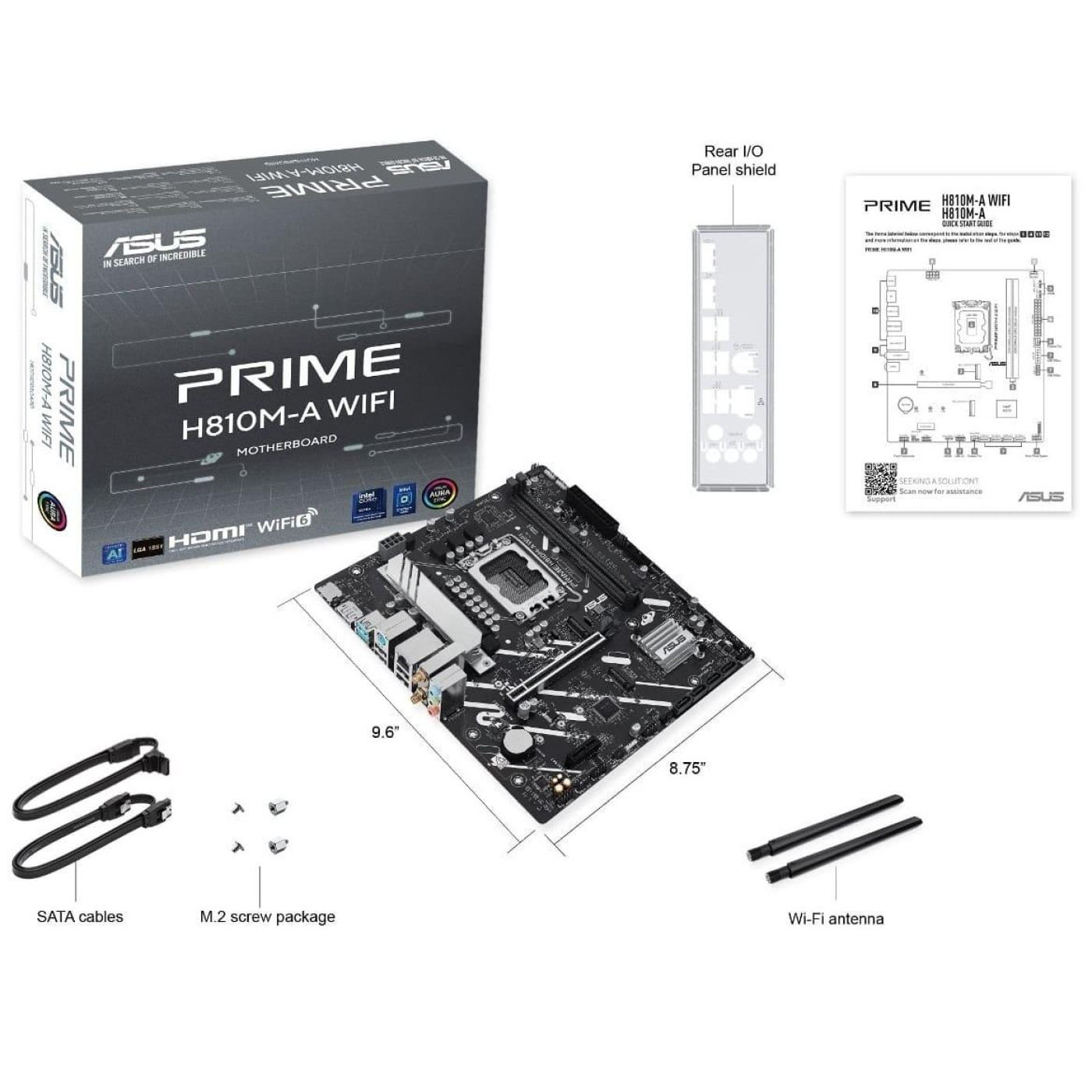 Материнская плата ASUS PRIME H810M-A WIFI (PRIME H810M-A WIFI) (Socket 1851, Intel H810, Micro-ATX)