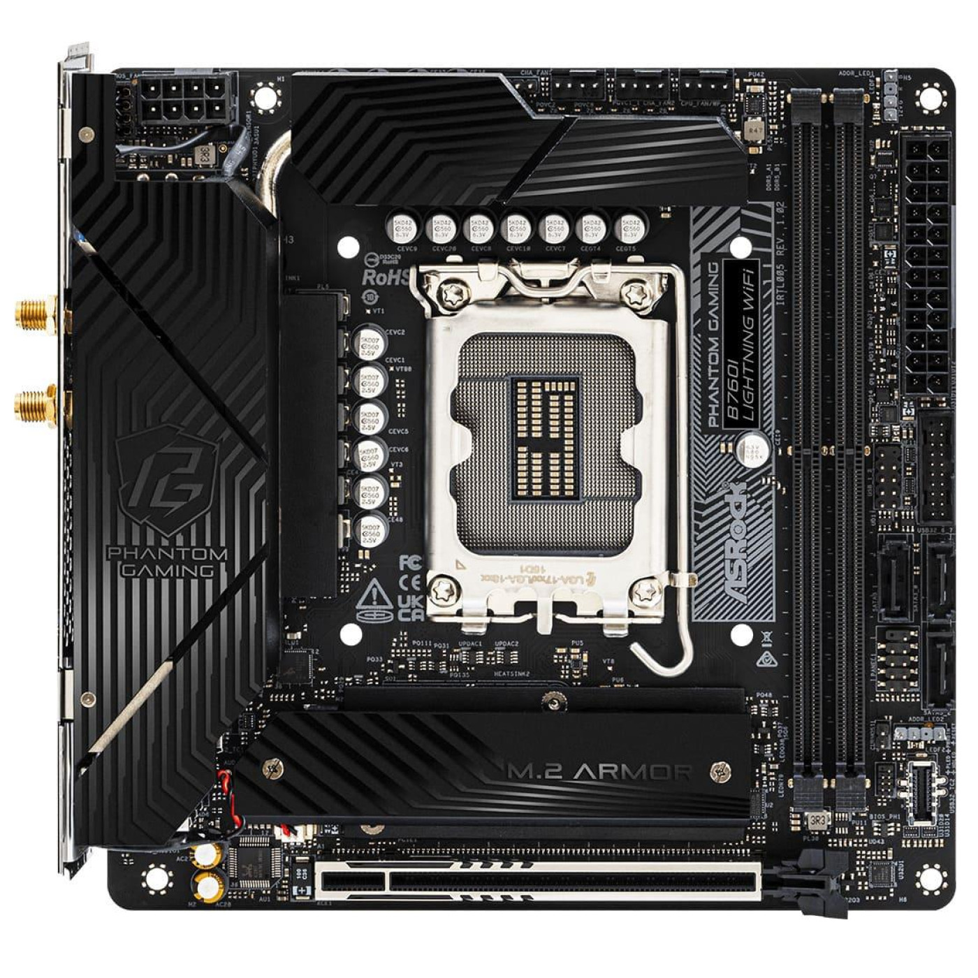 Материнська плата AsRock B760I LIGHTNING WIFI (B760I LIGHTNING WIFI) (Socket 1700, Intel B760, Mini-ITX)