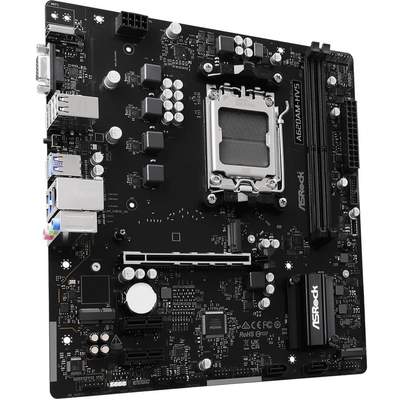 Материнська плата AsRock A620AM-HVS (A620AM-HVS) (Socket AM5, AMD A620A, Micro-ATX)