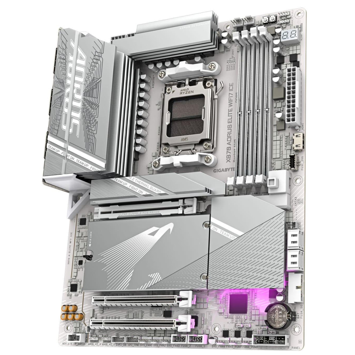Материнская плата GIGABYTE X870 AORUS ELITE WIFI7 ICE (X870 AORUS ELITE WIFI7 ICE) (Socket AM5, AMD X870, ATX) Б/у