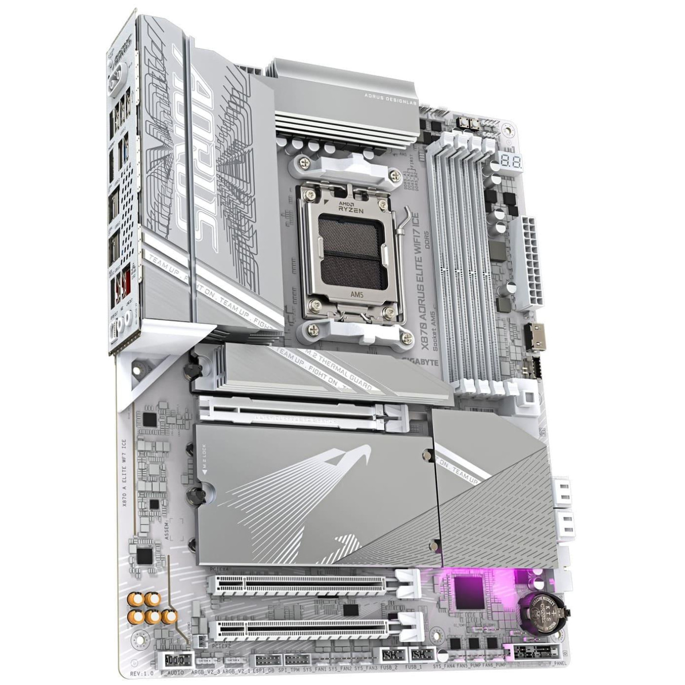 Материнская плата GIGABYTE X870 AORUS ELITE WIFI7 ICE (X870 AORUS ELITE WIFI7 ICE) (Socket AM5, AMD X870, ATX) Б/у