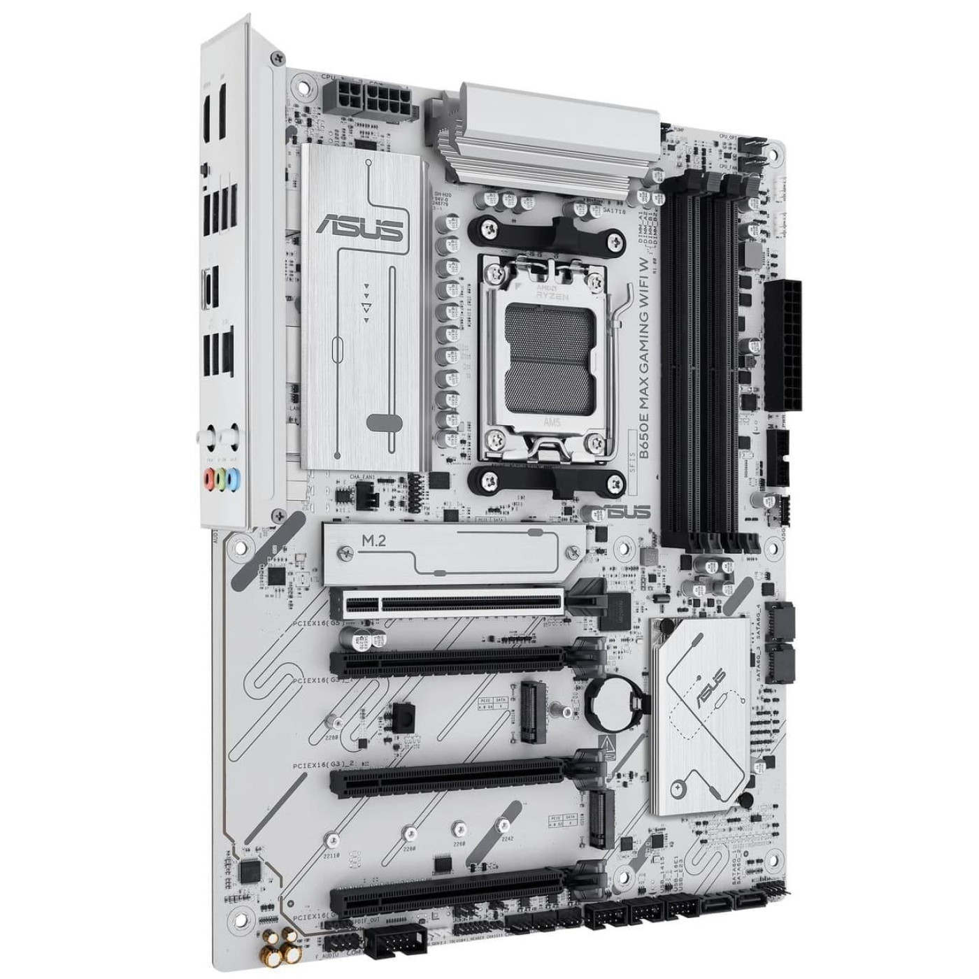 Материнская плата ASUS B650E MAX GAMING WIFI W White (B650E MAX GAMING WIFI W) (Socket AM5, AMD B650, ATX)