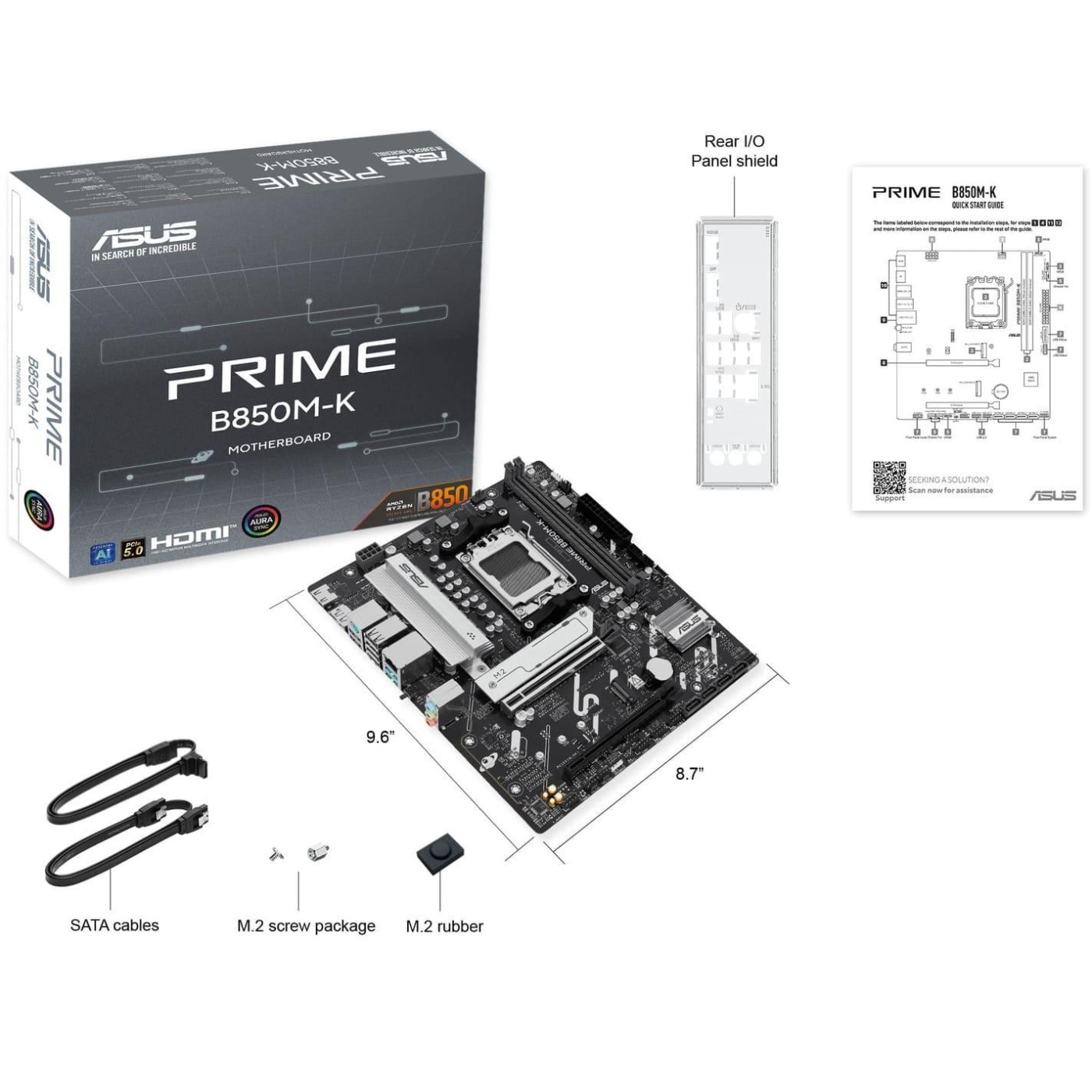 Материнская плата ASUS PRIME B850M-K (PRIME B850M-K) (Socket AM5, AMD B850, Micro-ATX) U1