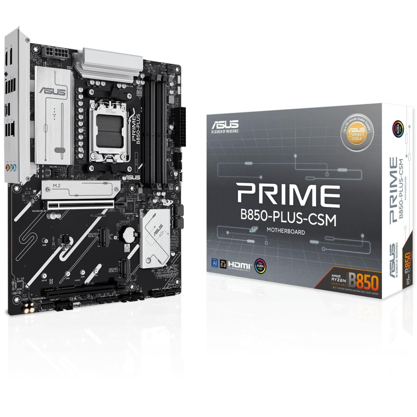Материнская плата ASUS PRIME B850-PLUS-CSM (PRIME B850-PLUS-CSM) (Socket AM5, AMD B850, ATX)