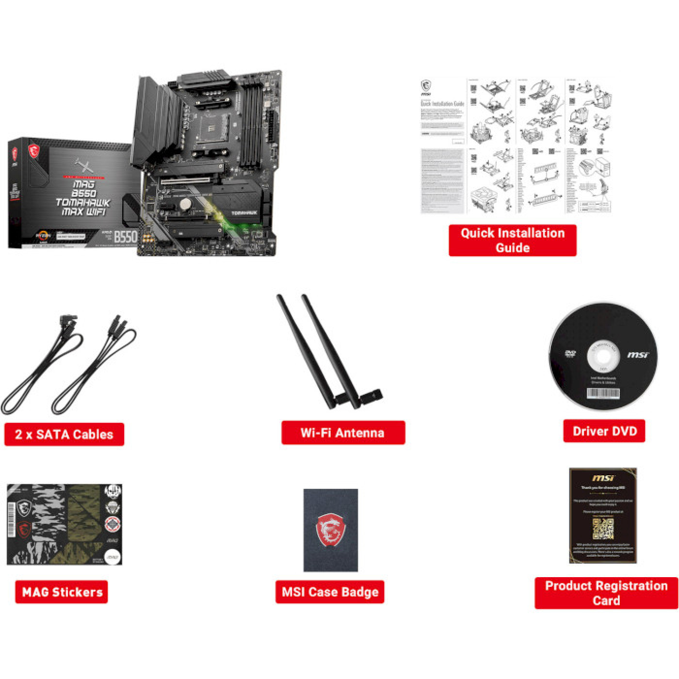 Материнська плата MSI MAG B550 TOMAHAWK MAX WIFI (MAG B550 TOMAHAWK MAX WIFI) (Socket AM4, AMD B550, ATX) FR
