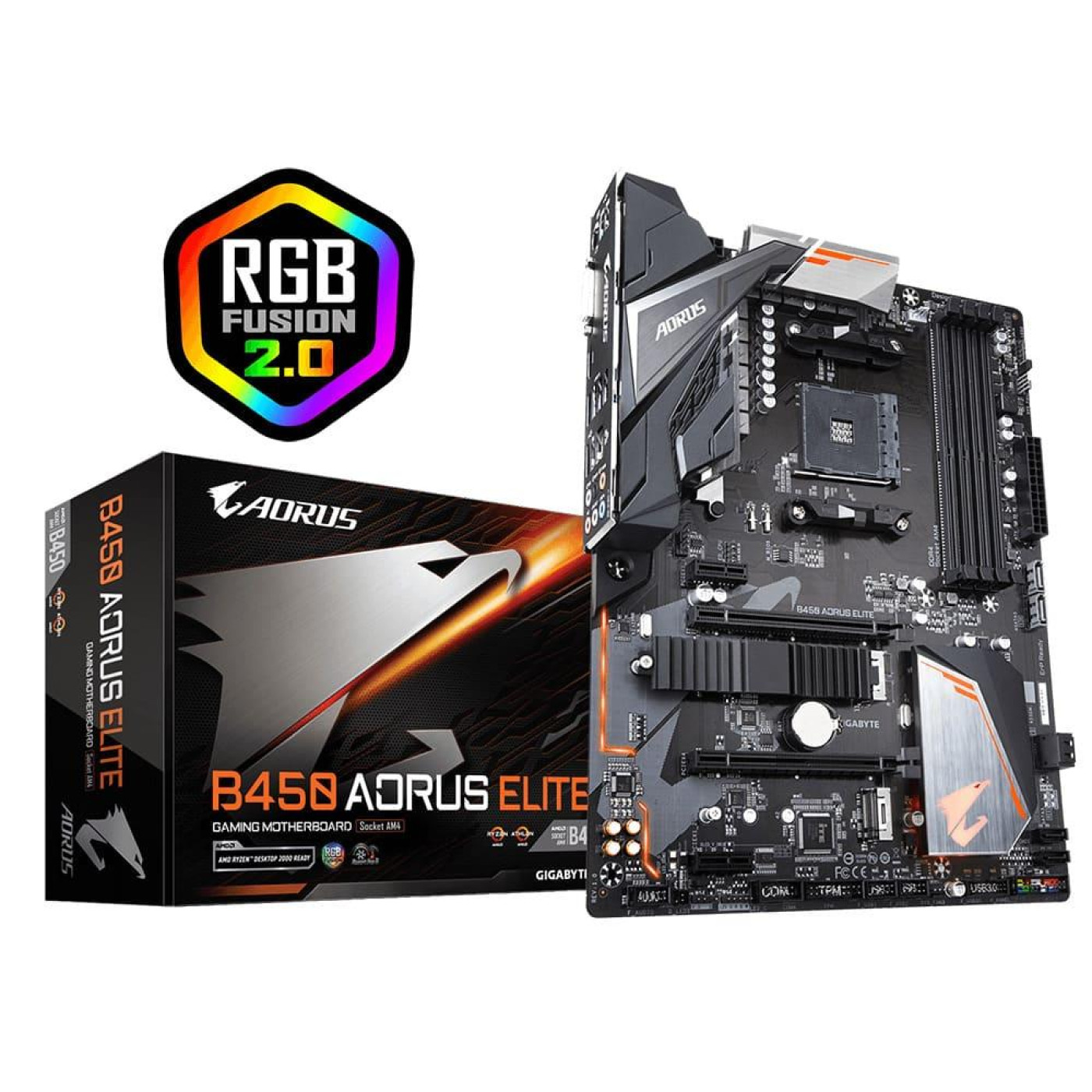 Материнская плата Gigabyte B450 Aorus Elite (B450 Aorus Elite) (Socket AM4, AMD B450, ATX) Б/у