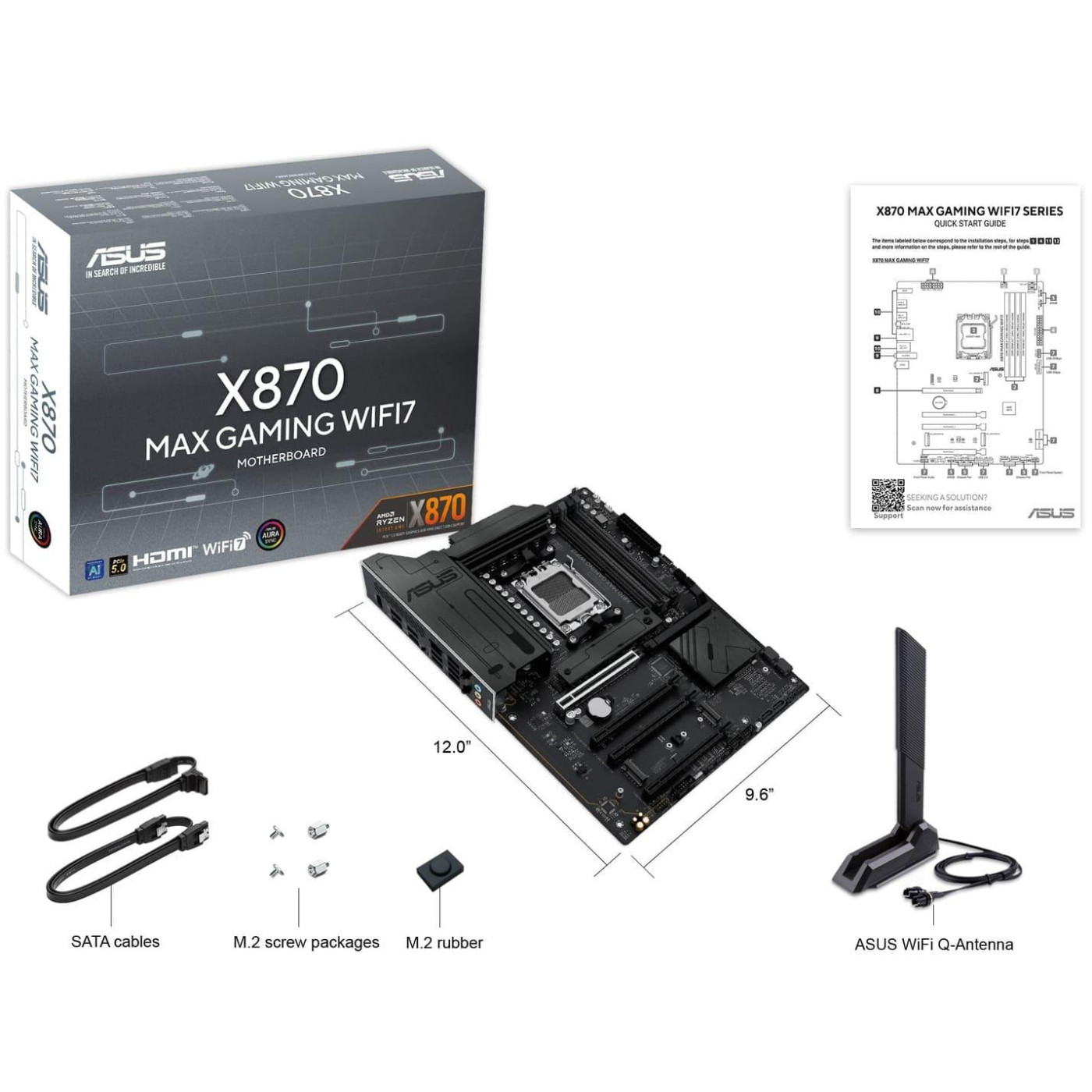 Материнська плата ASUS X870 MAX GAMING WIFI7 (X870 MAX GAMING WIFI7) (Socket AM5, AMD X870, ATX)