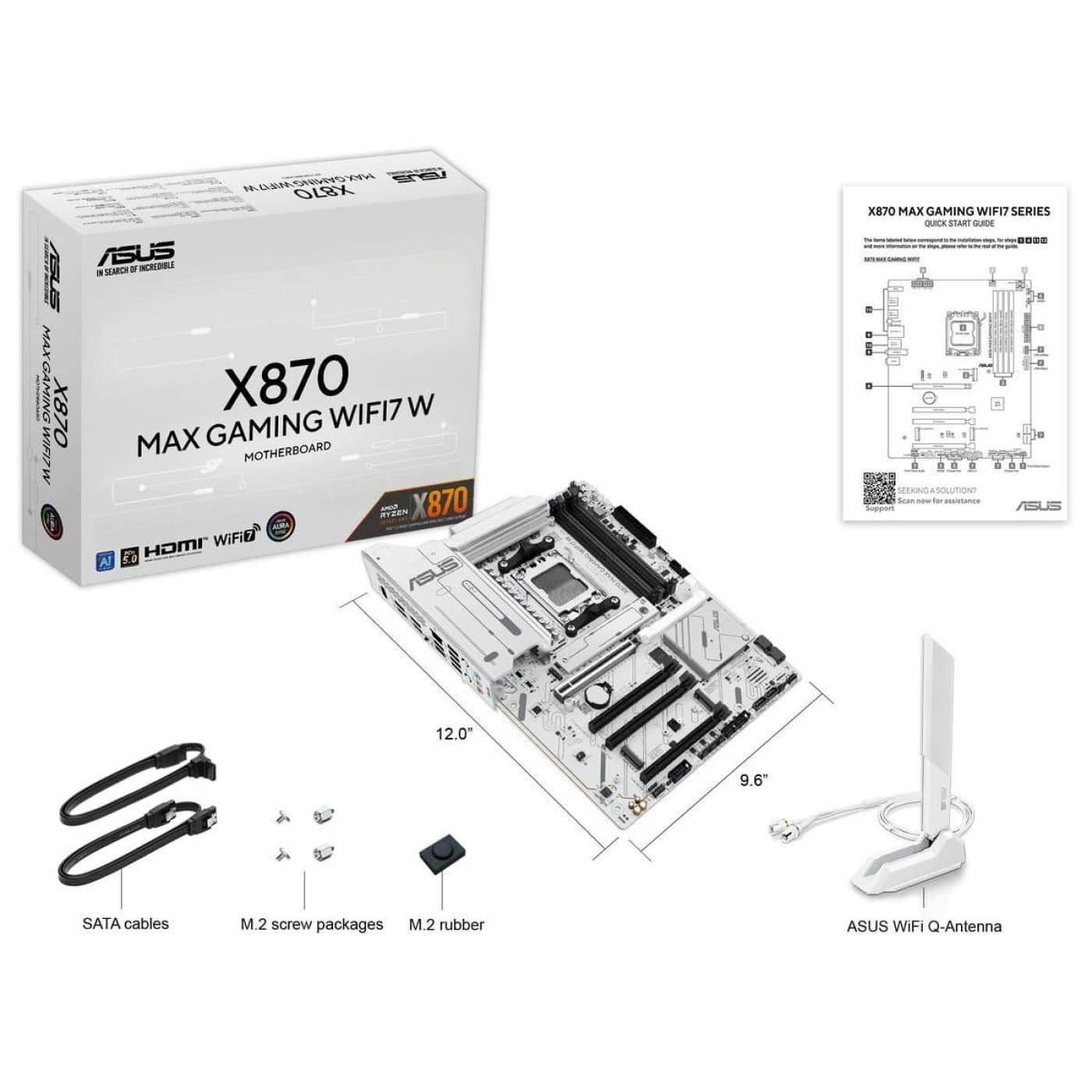 Материнская плата ASUS X870 MAX GAMING WIFI7 W White (X870 MAX GAMING WIFI7 W) (Socket AM5, AMD X870, ATX)