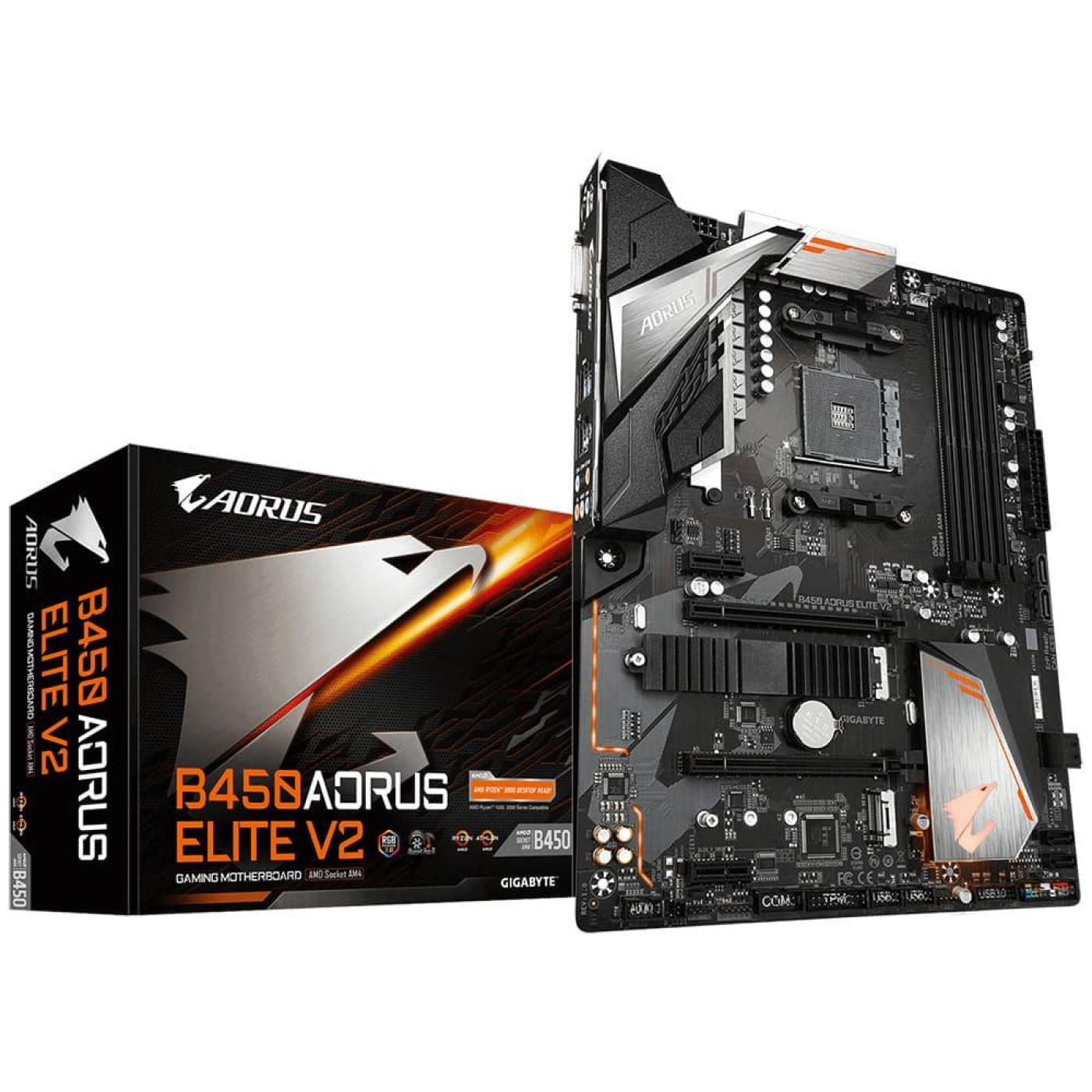 Материнська плата Gigabyte B450 Aorus Elite V2 (B450 Aorus Elite V2) (Socket AM4, AMD B450, ATX) Б/в