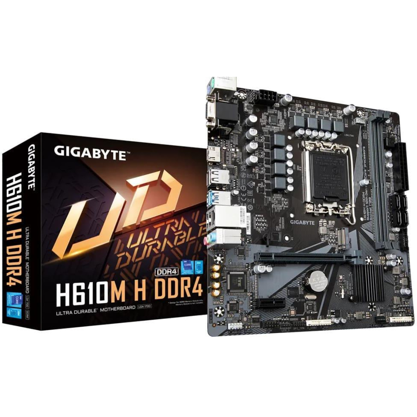 Материнская плата Gigabyte H610M H DDR4 (H610M H DDR4) (Socket 1700, Intel H610, Micro-ATX) Б/у