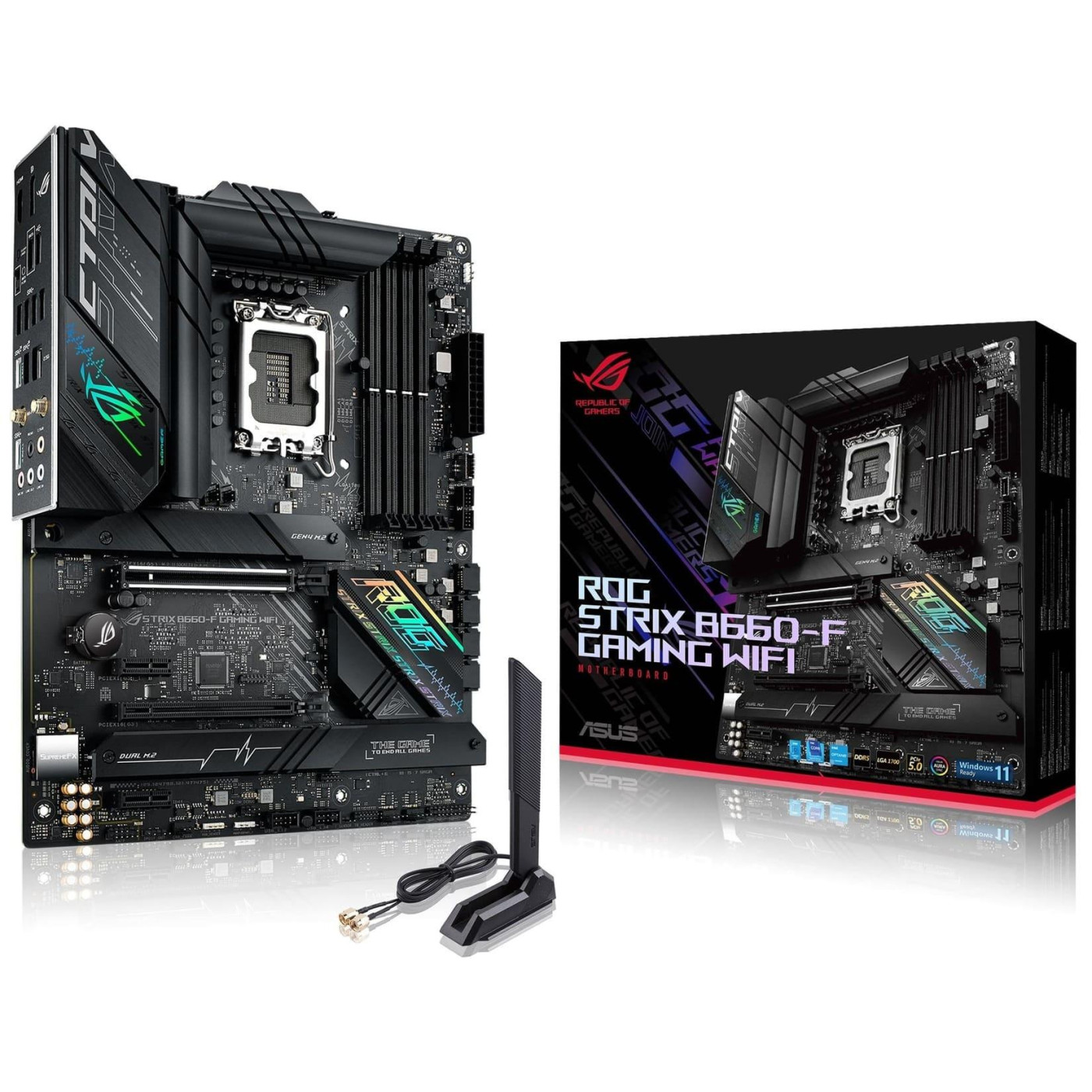 Материнська плата ASUS ROG STRIX B660-F GAMING WIFI (ROG STRIX B660-F GAMING WIFI+Рамка для сокету) (Socket 1700, Intel B660, ATX) Б/в,U1