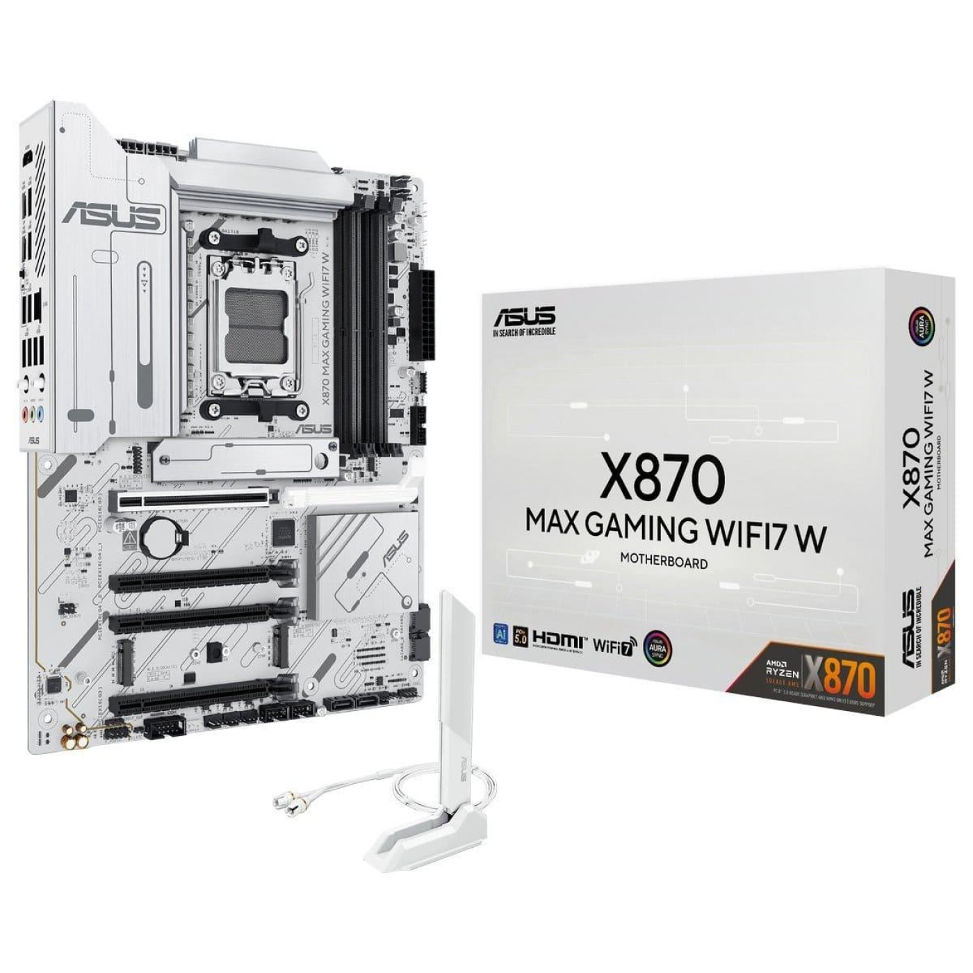 Материнская плата ASUS X870 MAX GAMING WIFI7 W White (X870 MAX GAMING WIFI7 W) (Socket AM5, AMD X870, ATX)