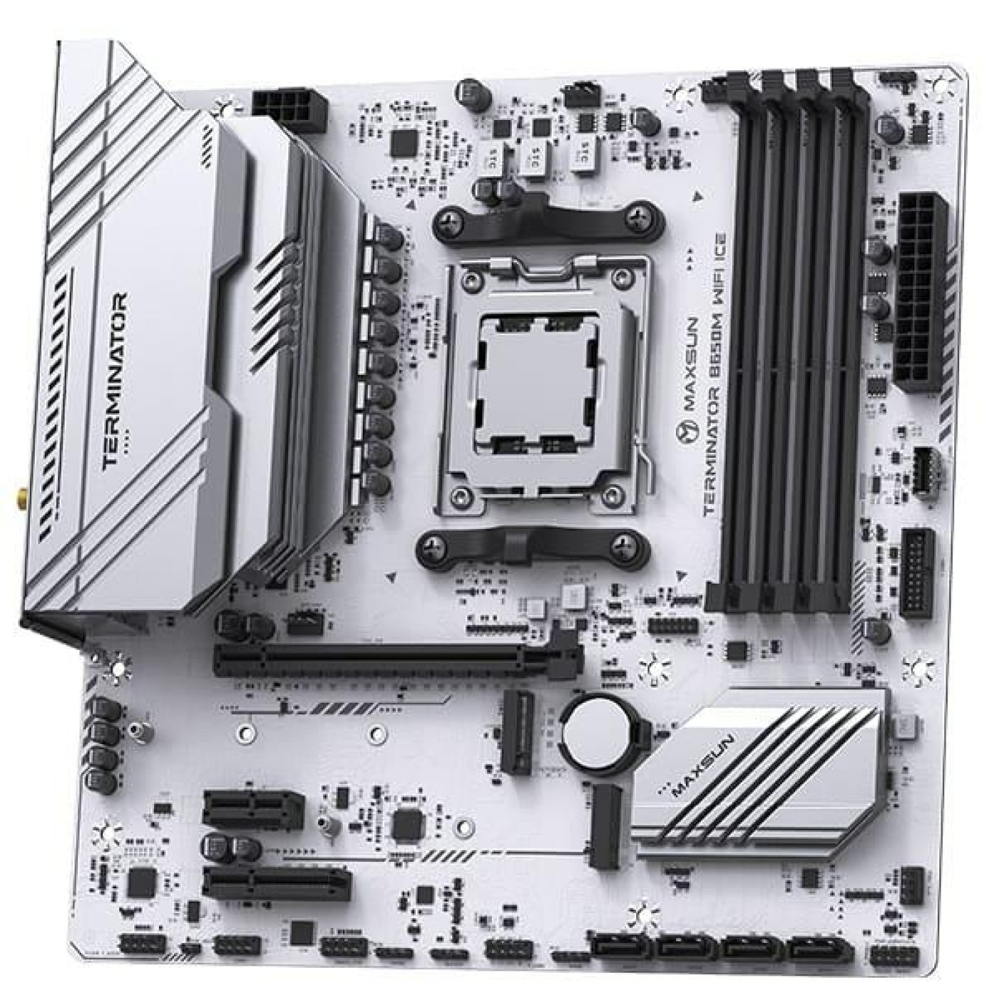 Материнская плата Maxsun Terminator B650M WIFI ICE (MS-TERMINATOR B650M WIFI ICE) (Socket AM5, AMD B650, Micro-ATX)