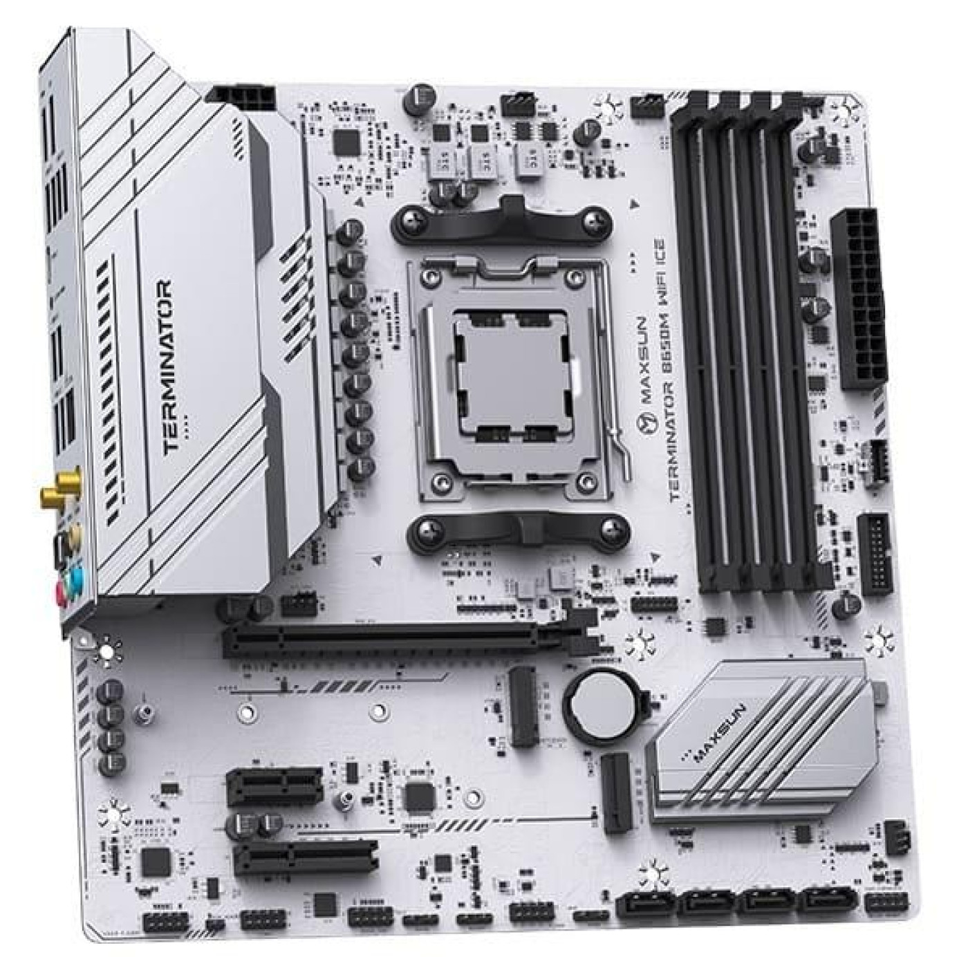 Материнская плата Maxsun Terminator B650M WIFI ICE (MS-TERMINATOR B650M WIFI ICE) (Socket AM5, AMD B650, Micro-ATX)