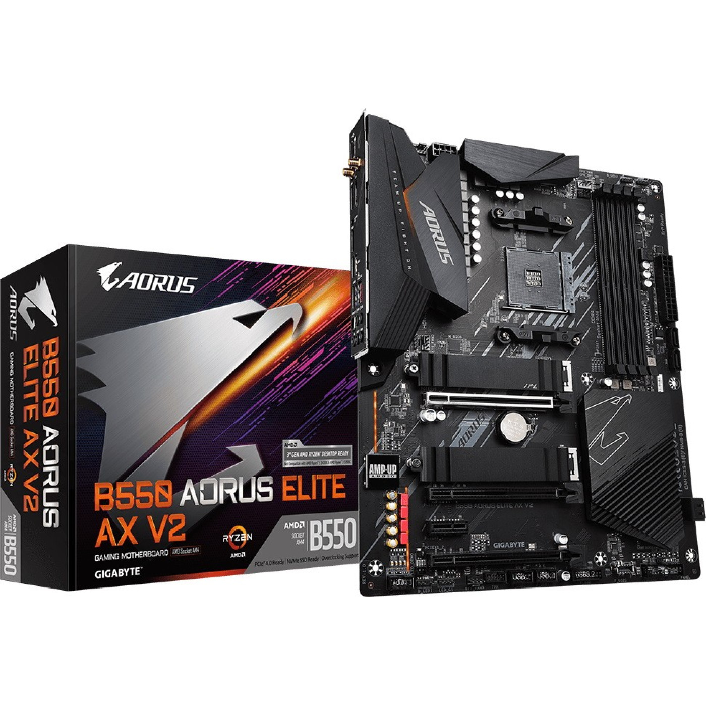 Материнська плата Gigabyte B550 Aorus Elite AX V2 (B550 AORUS ELITE AX V2) (Socket AM4, AMD B550, ATX)