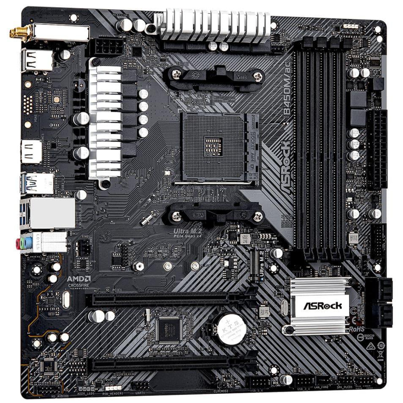 Материнська плата AsRock B450M/AC R2.0 (B450M/AC R2.0) (Socket AM4, AMD B450, Micro-ATX)