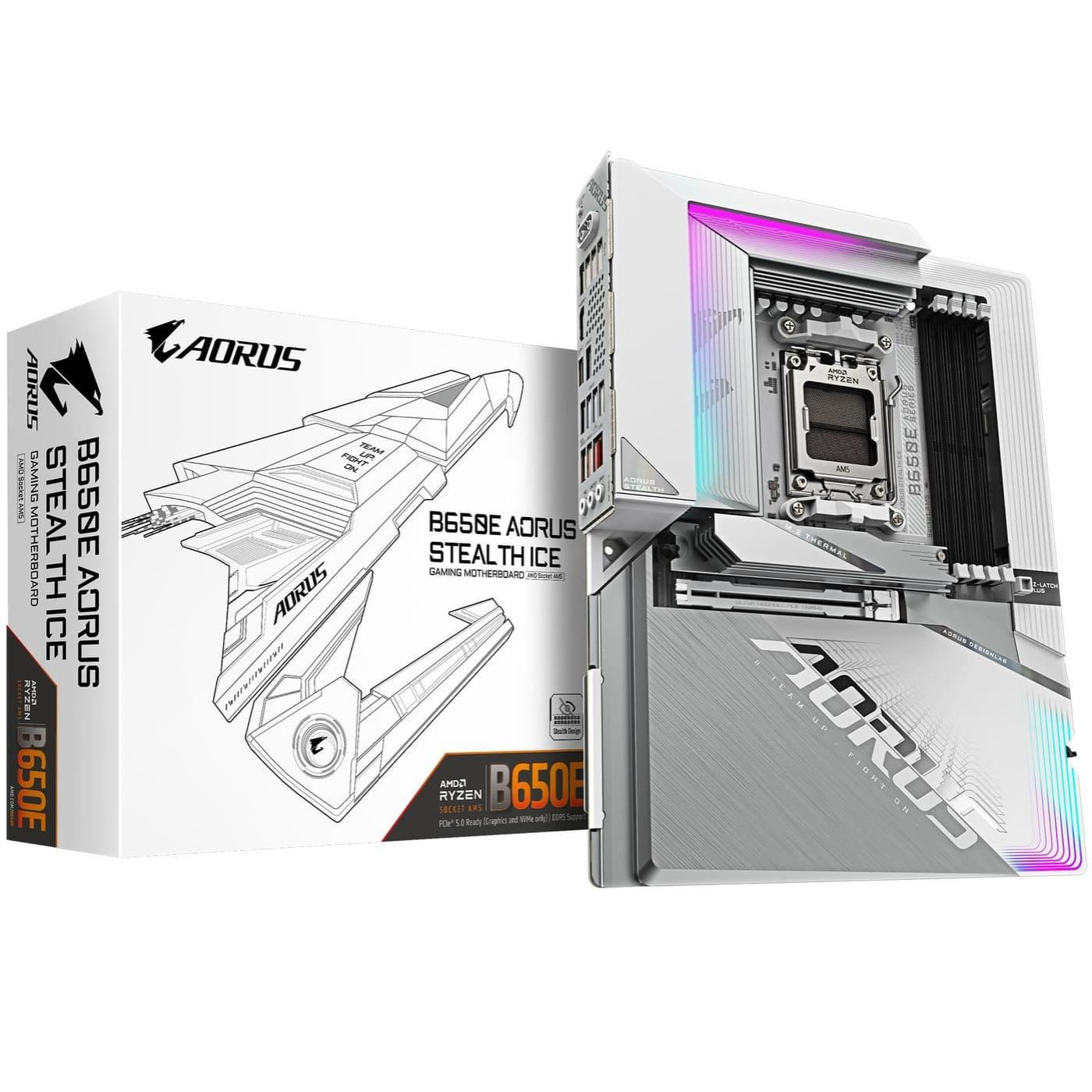 Материнська плата Gigabyte B650E AORUS STEALTH ICE BTF (B650E AORUS STEALTH ICE) (Socket AM5, AMD B650, ATX)