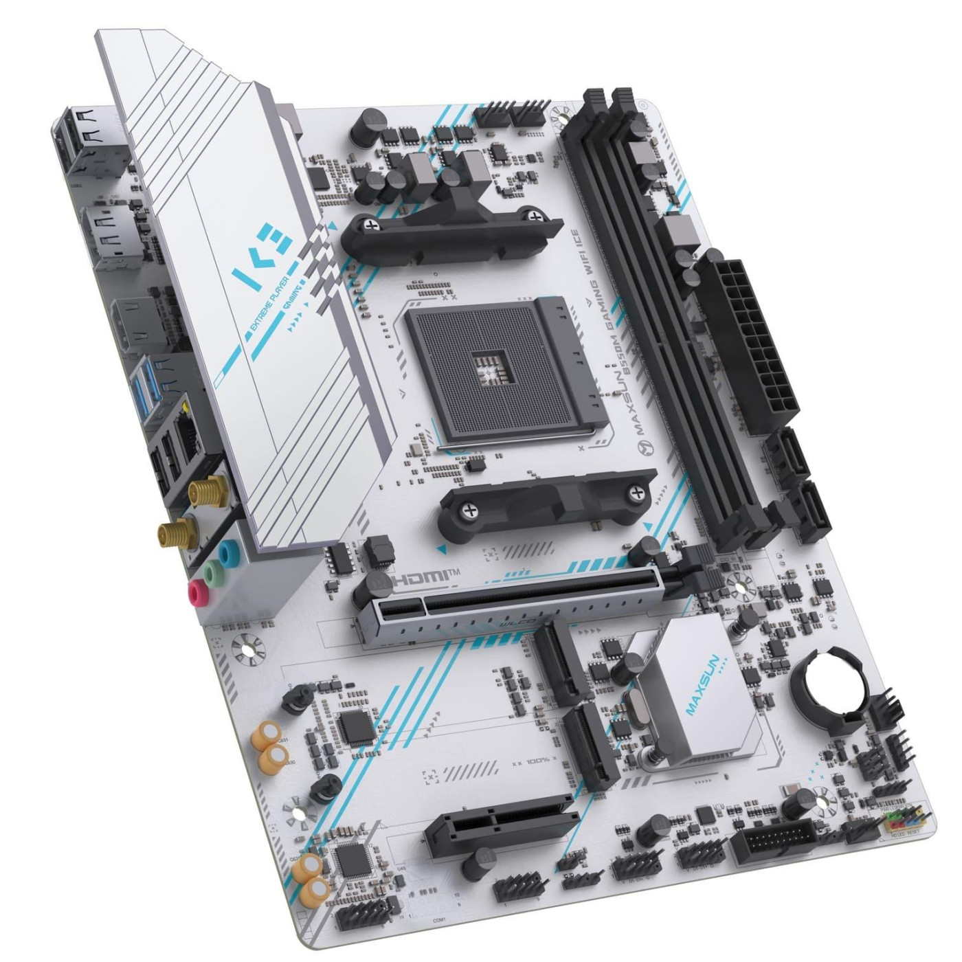 Материнська плата MAXSUN B550M GAMING WIFI ICE (MS-B550M GAMING WIFI ICE) (Socket AM4, AMD B550, Micro-ATX)