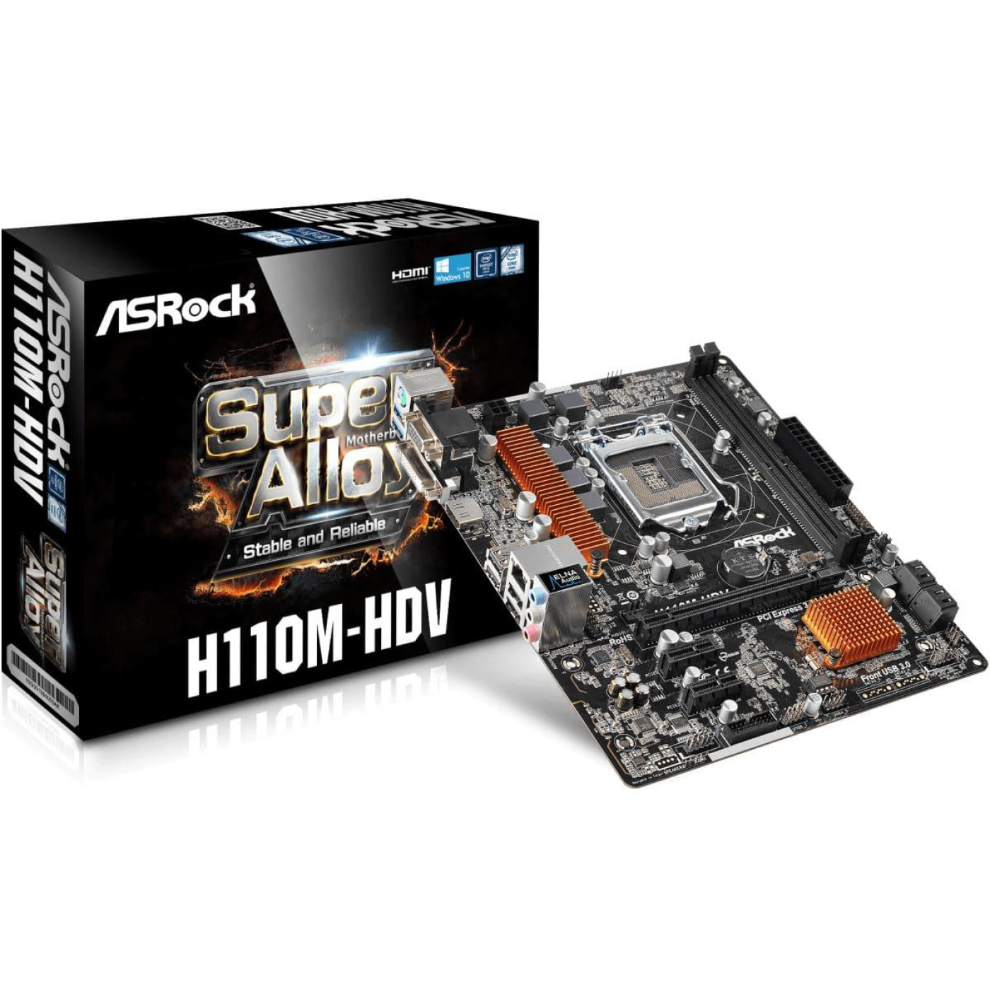 Материнская плата AsRock H110M-HDV rev1.02 (H110M-HDV) (Socket 1151, Intel H110, Micro-ATX) Б/у,U1