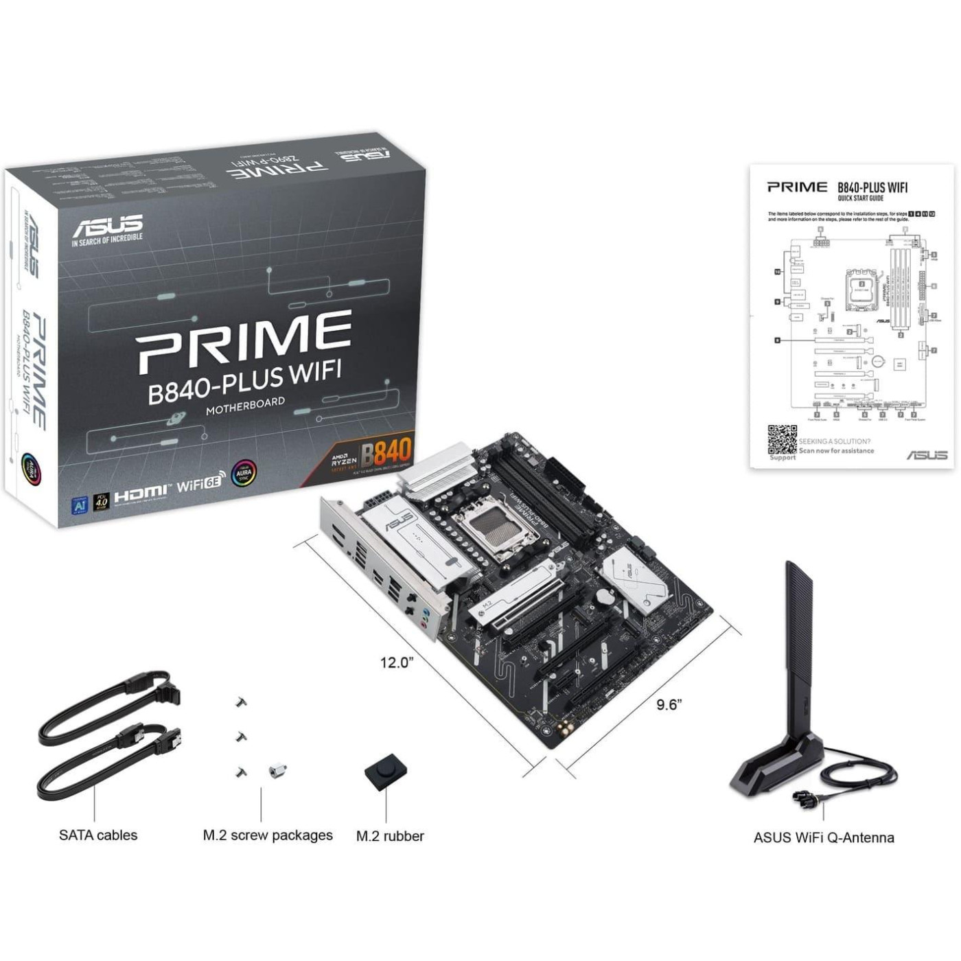 Материнська плата ASUS PRIME B840-PLUS WIFI (PRIME B840-PLUS WIFI) (Socket AM5, AMD B840, ATX)