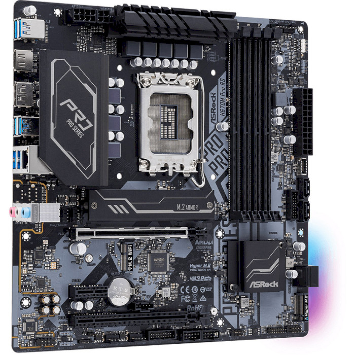 Материнська плата AsRock H670M PRO RS (H670M PRO RS) (Socket 1700, Intel H670, Micro-ATX)