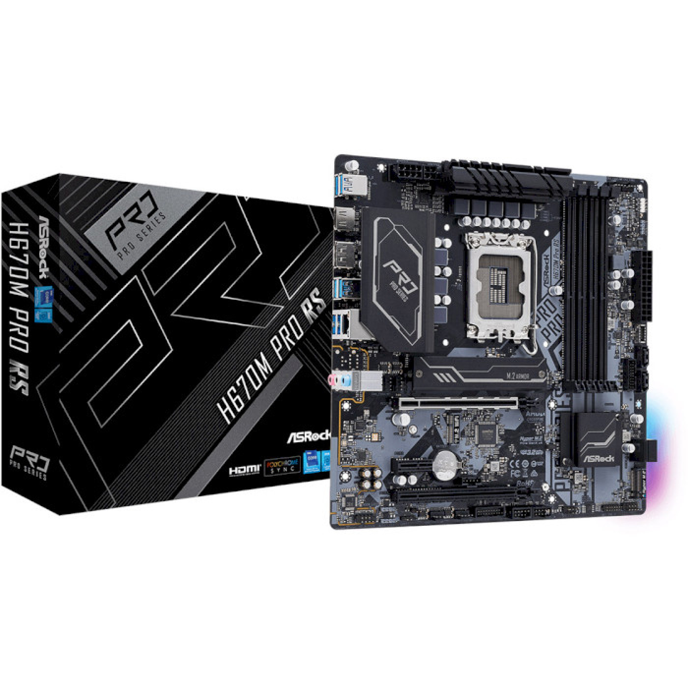 Материнська плата AsRock H670M PRO RS (H670M PRO RS) (Socket 1700, Intel H670, Micro-ATX)