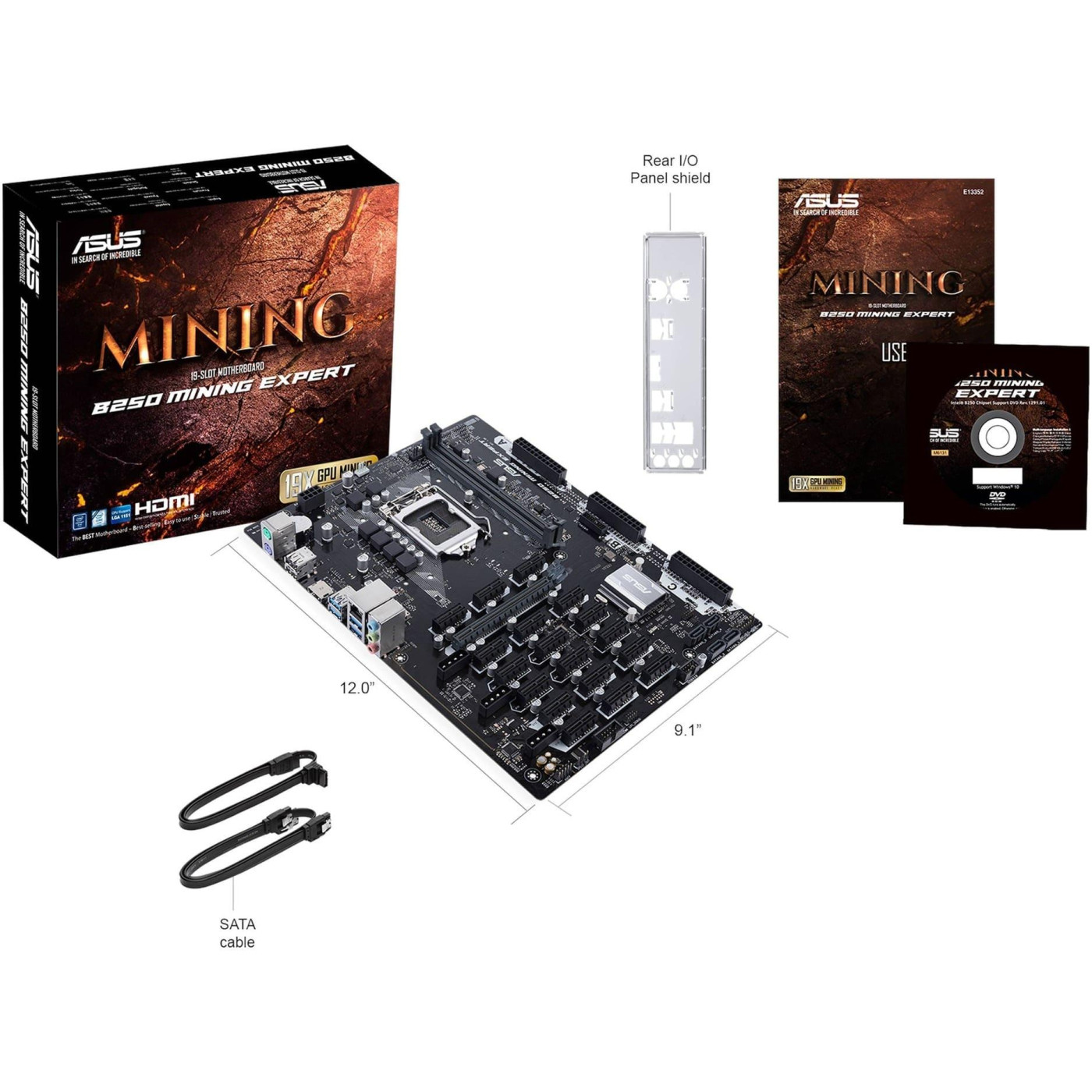 Материнская плата ASUS B250 Mining Expert (B250 Mining Expert) (Socket 1151, Intel B250, ATX) Б/у,U1