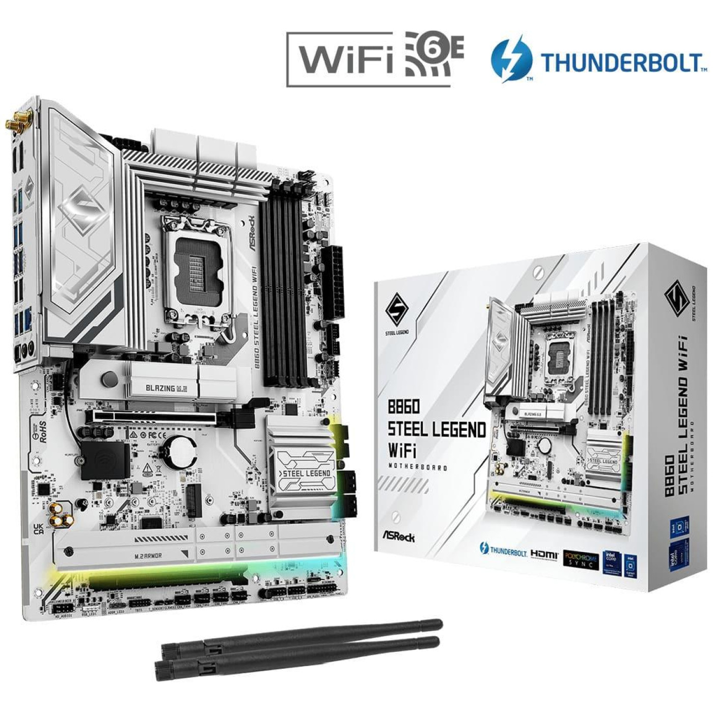 Материнська плата AsRock B860 Steel Legend WiFi (B860 Steel Legend WiFi) (Socket 1851, Intel B860, ATX)