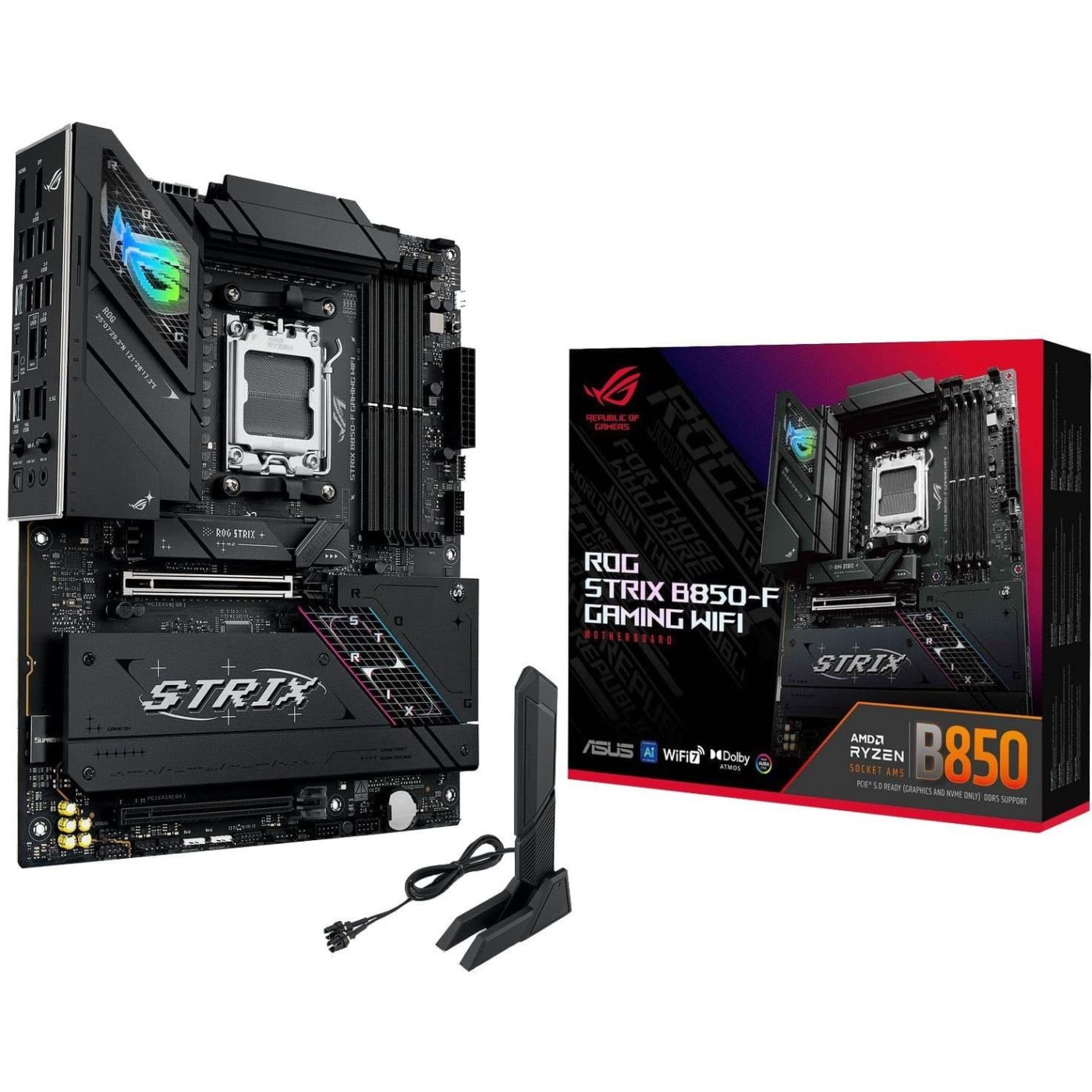 Материнская плата ASUS ROG STRIX B850-F GAMING WIFI (ROG STRIX B850-F GAMING WIFI) (Socket AM5, AMD B850, ATX) U1