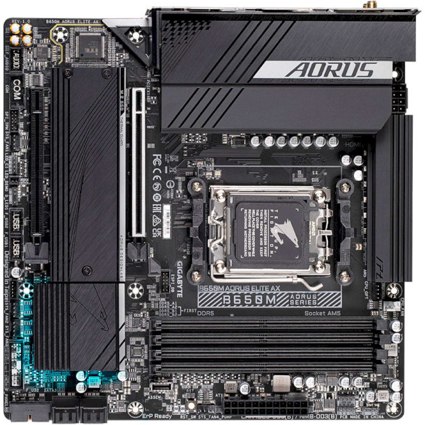Материнская плата Gigabyte B650M AORUS ELITE AX (B650M AORUS ELITE AX) (Socket AM5, AMD B650, Micro-ATX) Б/у
