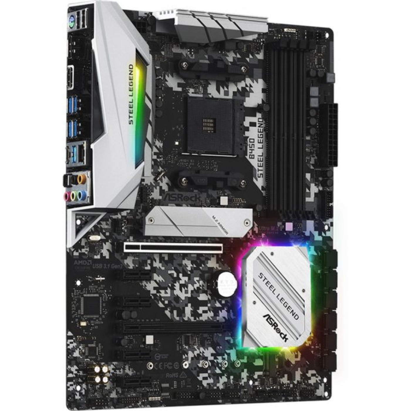 Материнська плата AsRock B450 Steel Legend (B450 STEEL LEGEND) (Socket AM4, AMD B450, ATX) Б/в