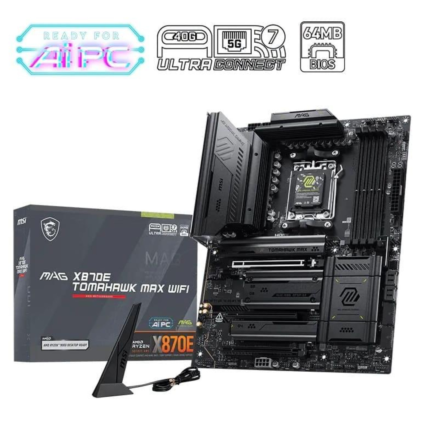 Материнська плата MSI MAG X870E TOMAHAWK MAX WIFI (MAG X870E TOMAHAWK MAX WIFI) (Socket AM5, AMD X870E, ATX)